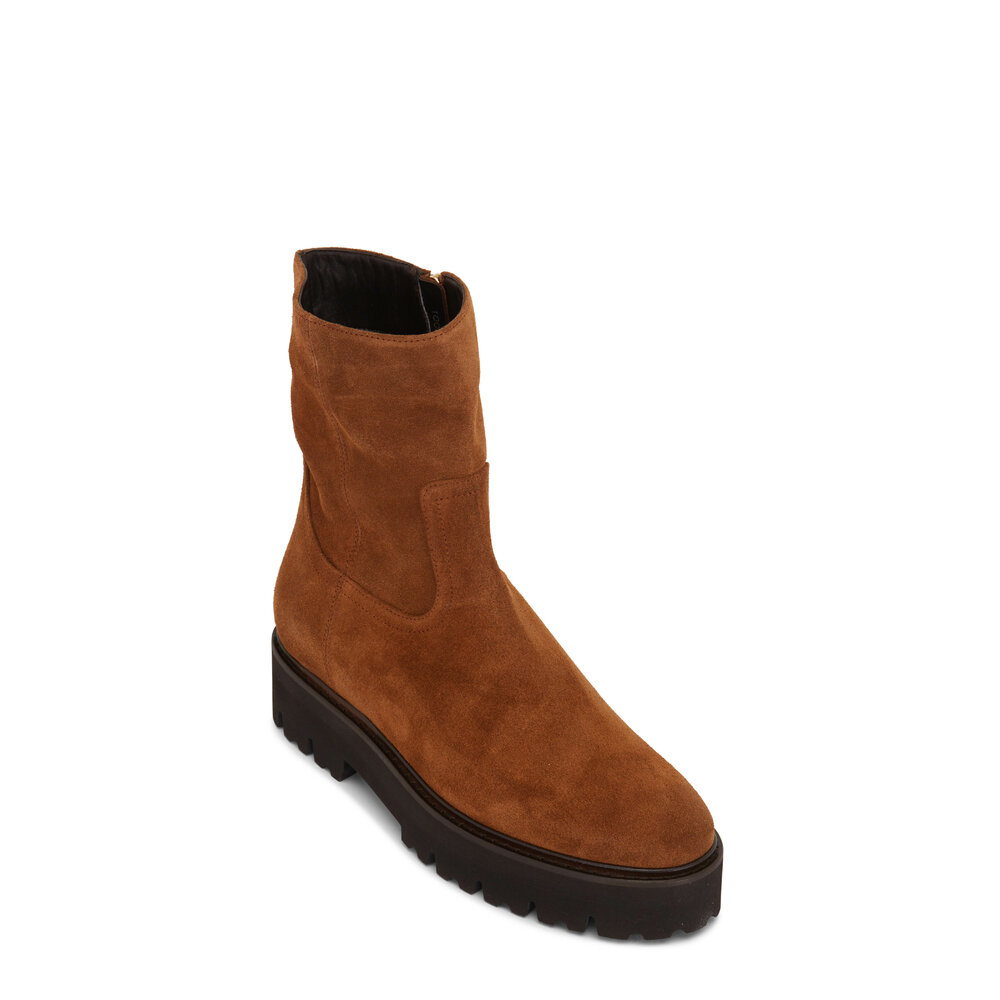 Aquatalia Sada Walnut Suede Lug Sole Boot Mitchell Stores