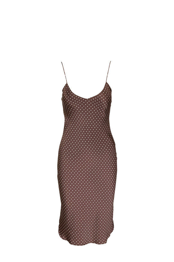 Nili Lotan - Brown Polka Dot Silk Cami Dress