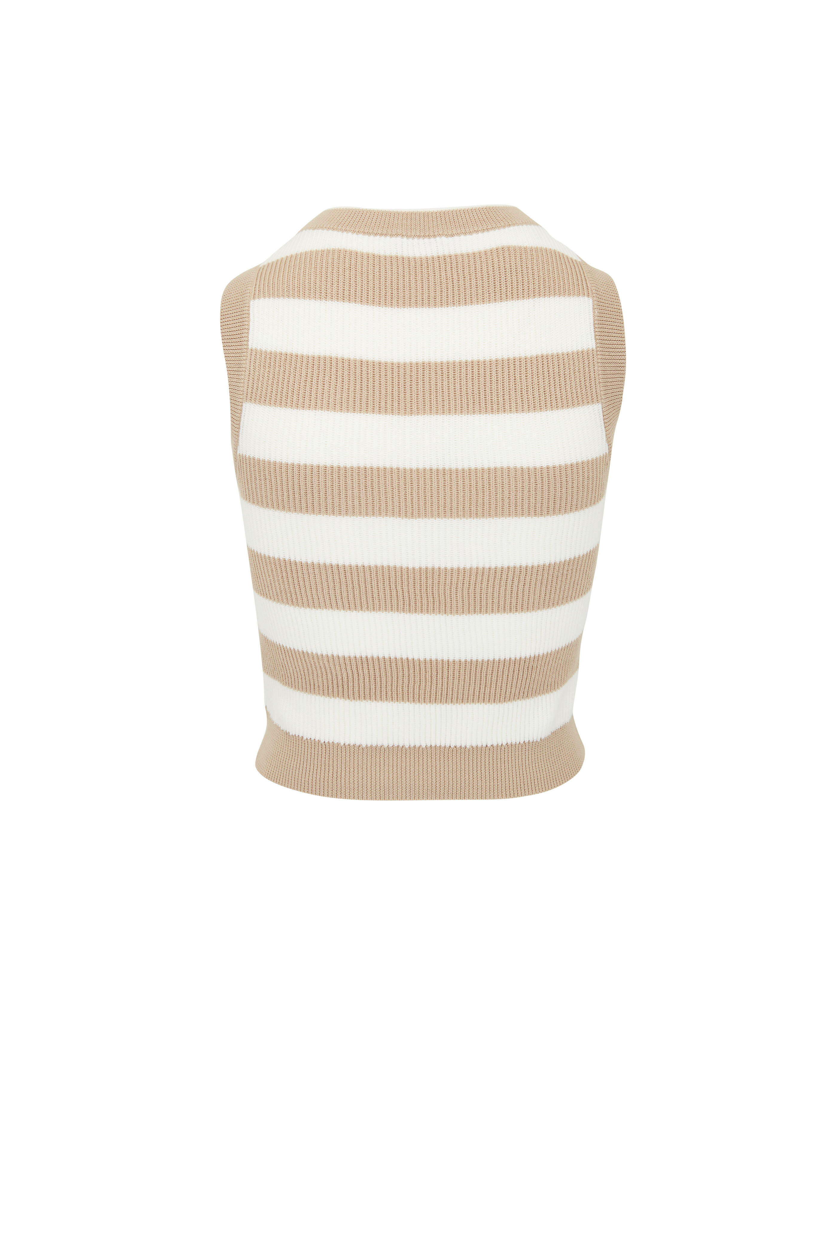 Brunello Cucinelli - White & Panama Stripe Cotton Ribbed Tank