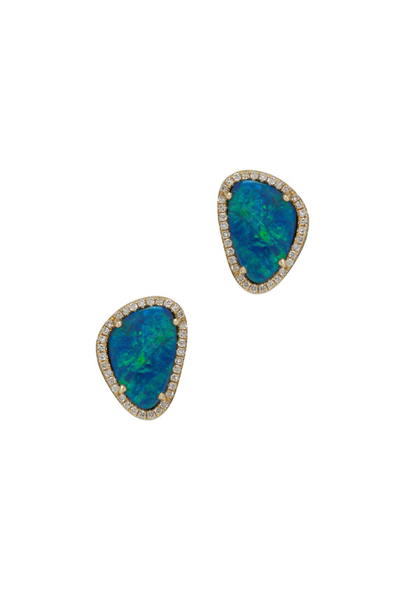Kai Linz Opal Diamond Halo Stud Earrings