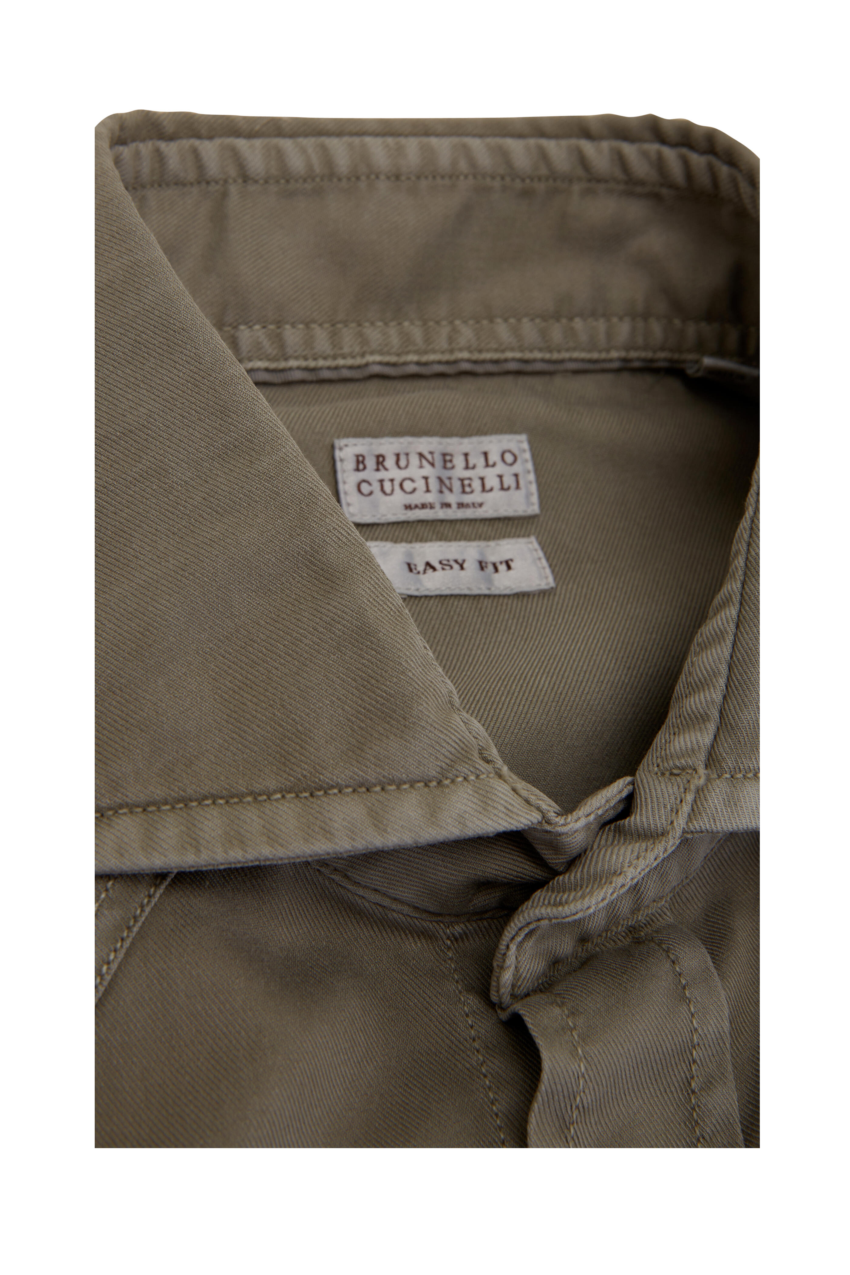 Brunello Cucinelli - Sage Cotton Western Shirt | Mitchell Stores