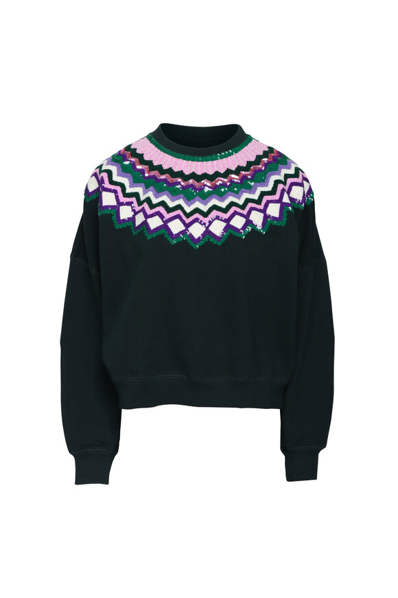 Essentiel Antwerp Issu Dark Green Embroidered Sweatshirt