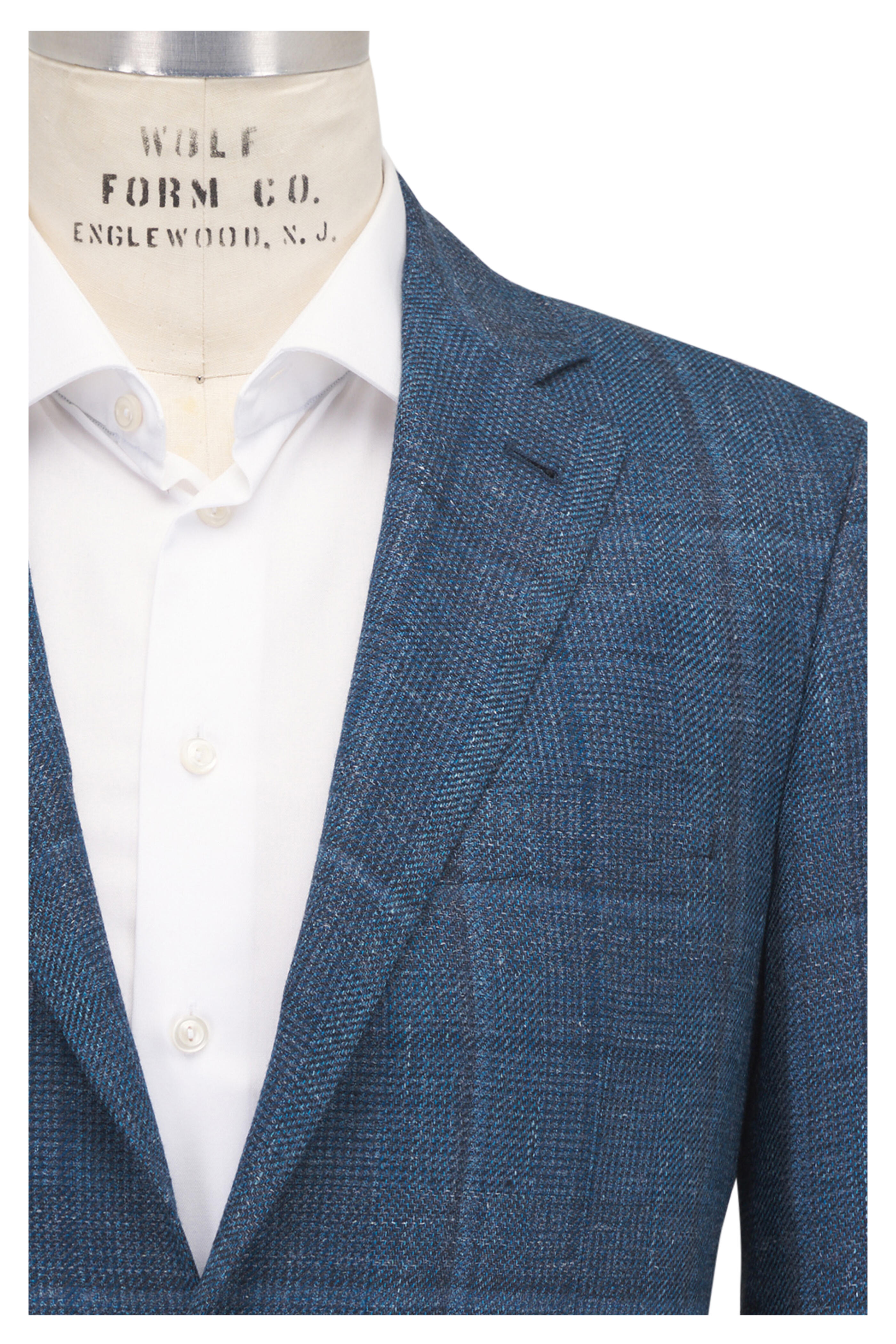 Canali - Kei Blue Plaid Wool, Silk & Linen Sportcoat