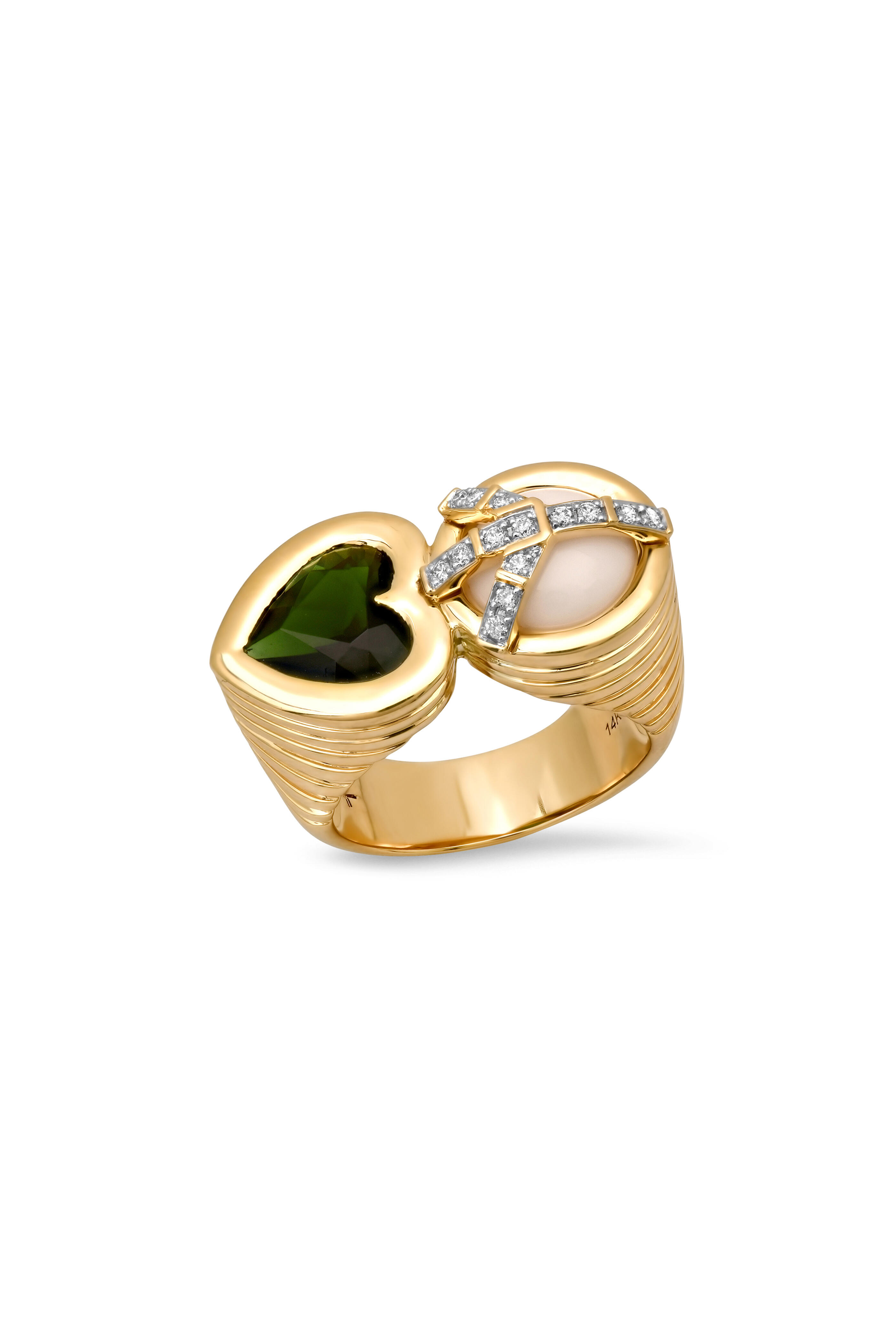 Helena Rose - 14k Yellow Gold Peace & Love Tourmaline Ring