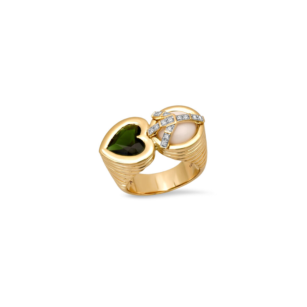 Helena Rose 14k Yellow Gold Peace Love Tourmaline Ring