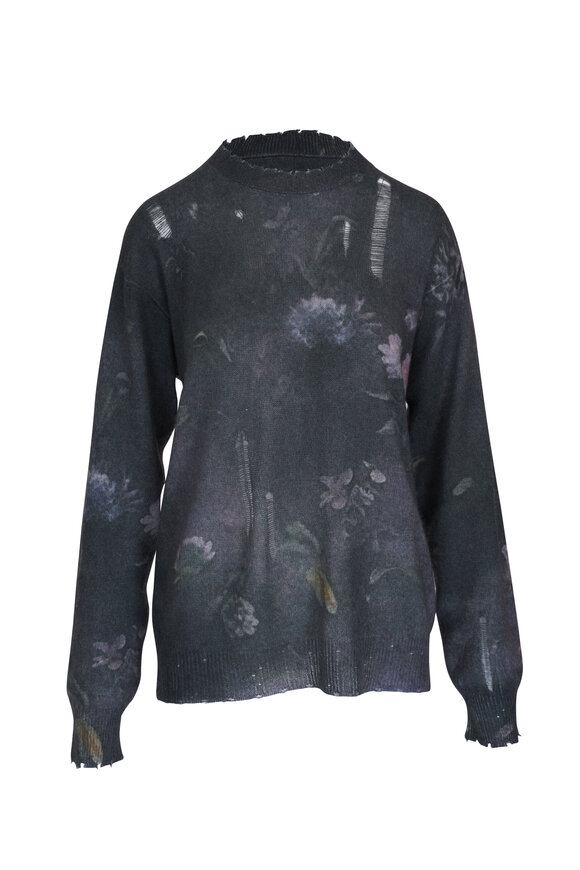 R13 - Boyfriend Black Floral Cashmere Sweater 