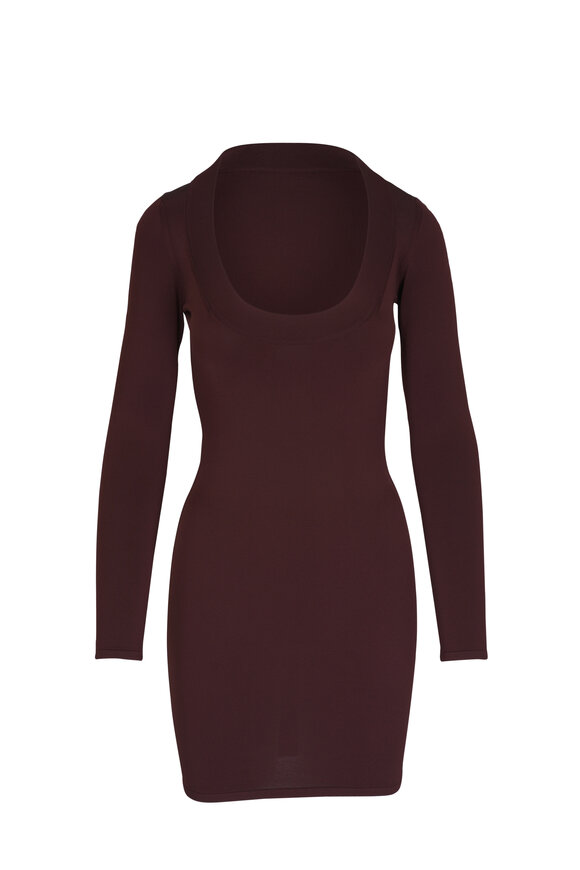 Saint Laurent Décolleté Chocolate Knit Dress