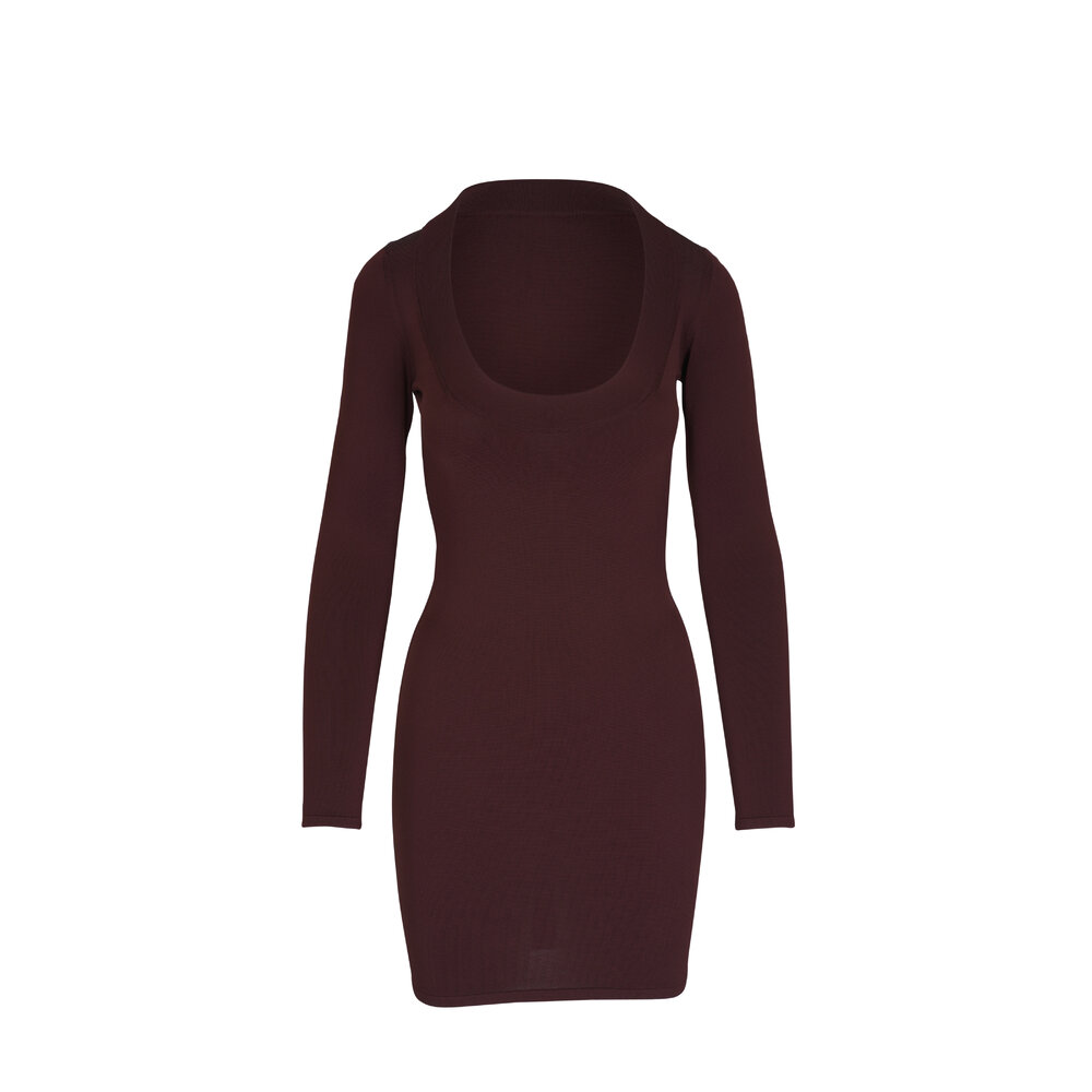 Saint Laurent - Décolleté Chocolate Knit Dress | Mitchell Stores