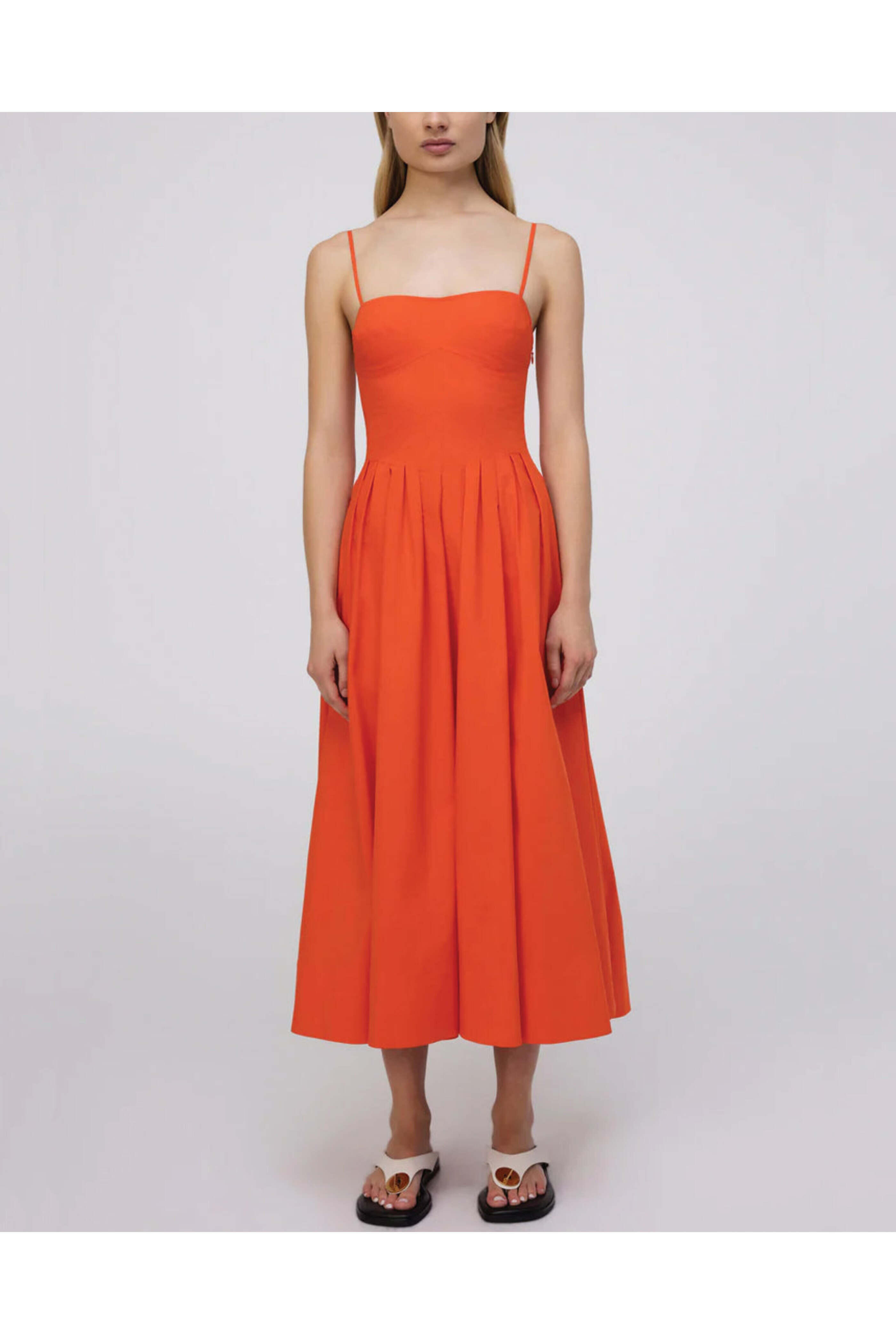 simkhai kittiya midi dress Kittiya pinstriped cotton-blend Oxford midi dress - light blue