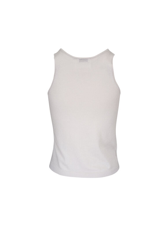 Brunello Cucinelli - Warm White Lurex Scoop Neck Knit Tank