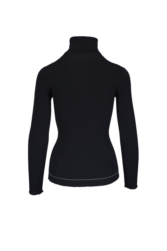 Tシャツ・カットソー SAINT LAURENT POINTELLE KNIT CROP TOP Saint Laurent - Black Pointelle Knit Crop Top | Mitchell Stores
