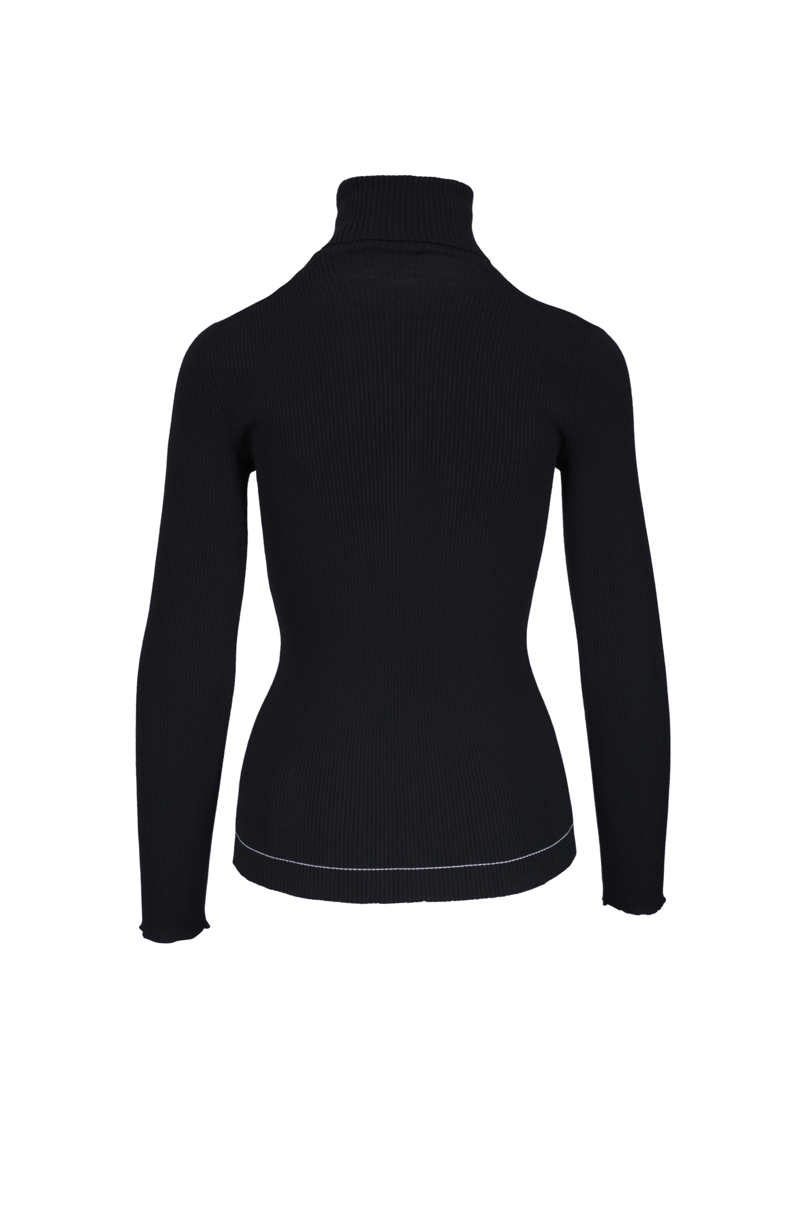 Moncler - Black Ribbed Long Sleeve Wool Turtleneck