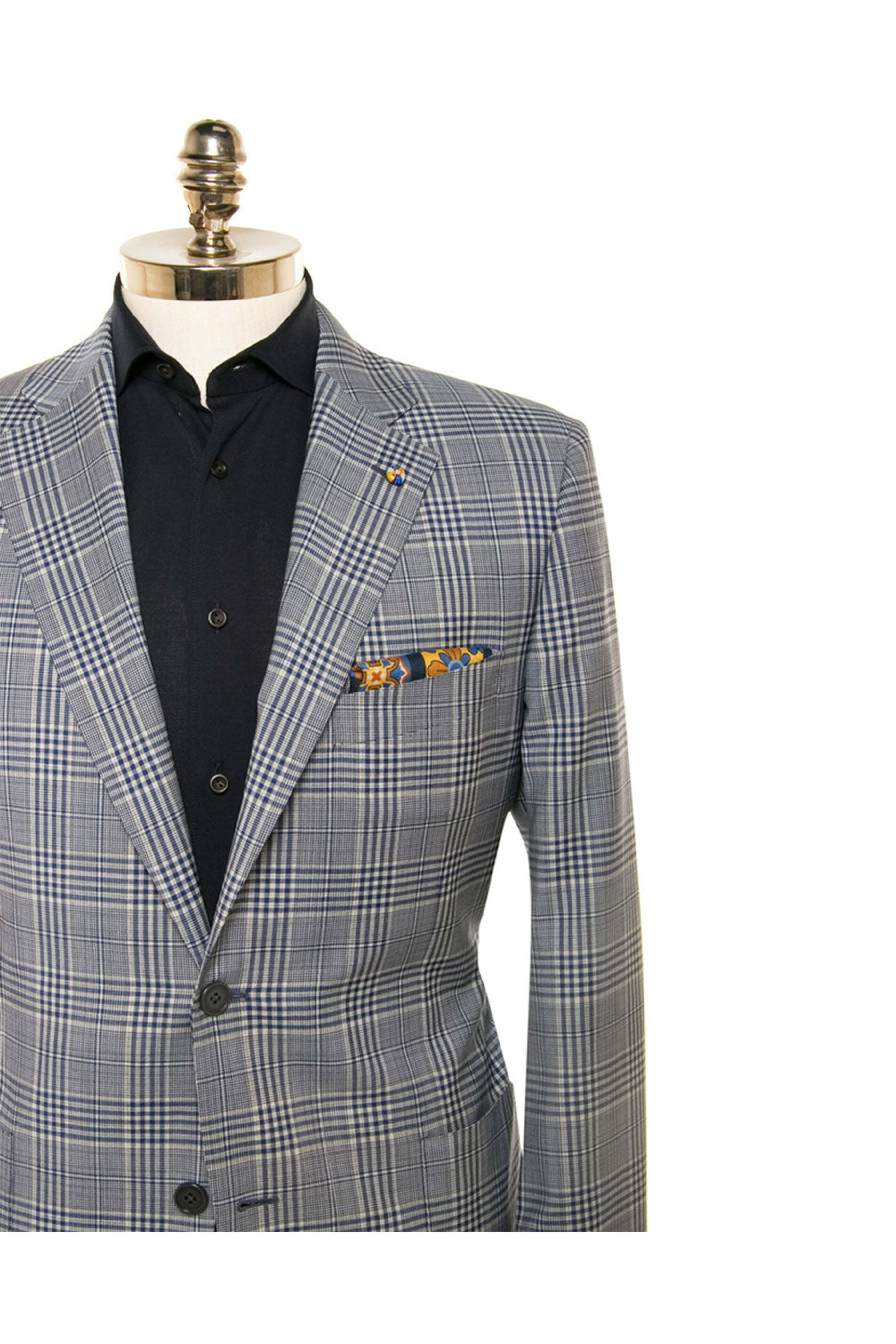 Belvest - Navy and White Plaid Sportcoat