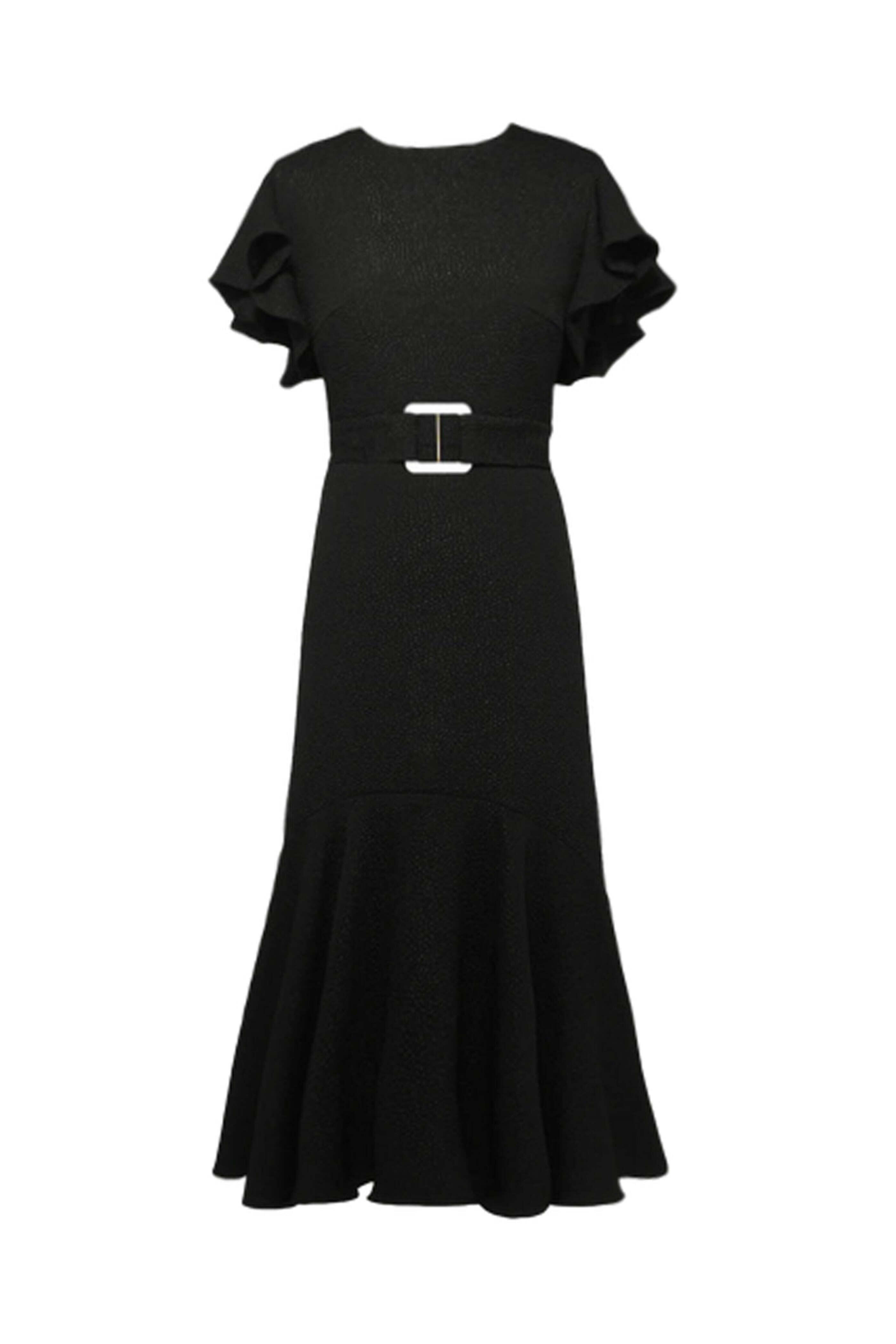 Edeline Lee - Black Bubble Jacquard Dada Dress