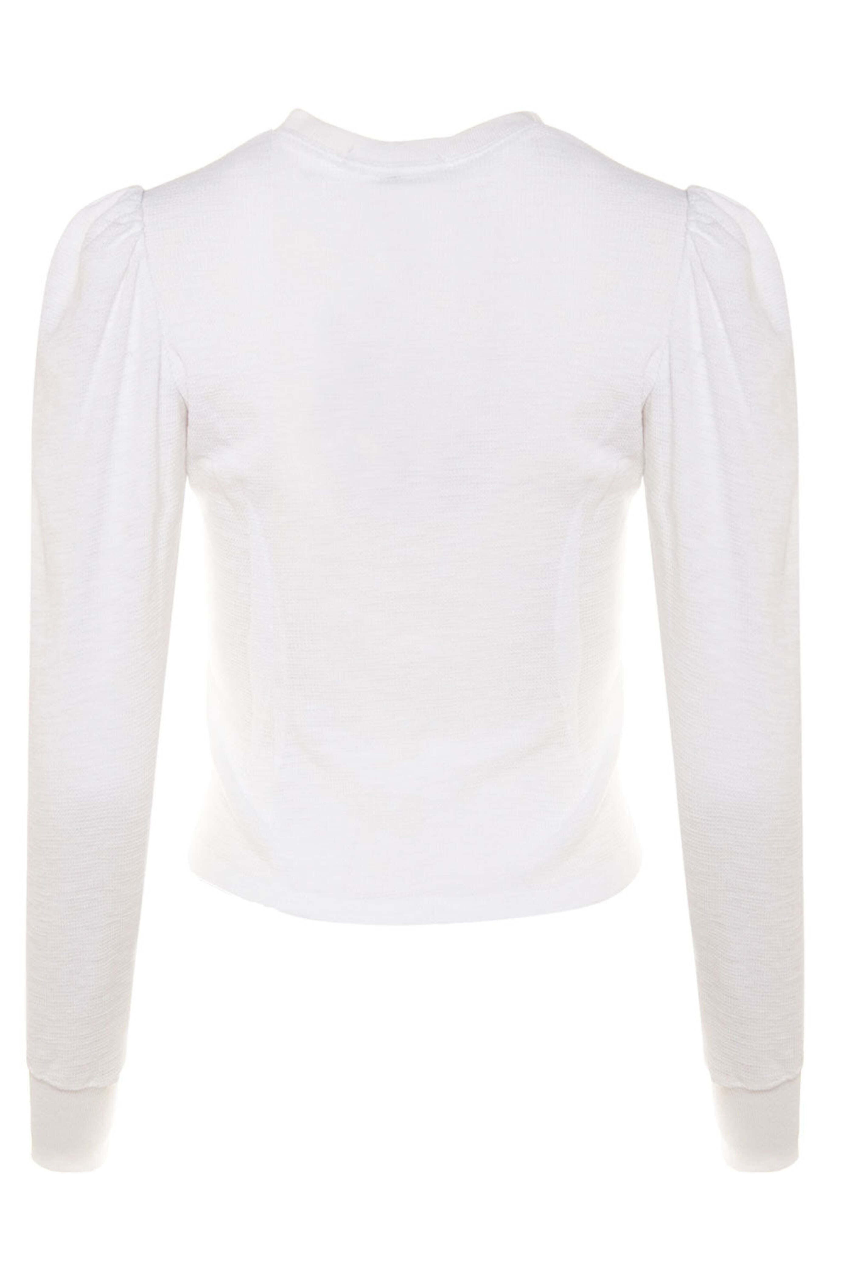 Marissa Webb - White Blair Waffle Knit Puff Sleeve Pullover