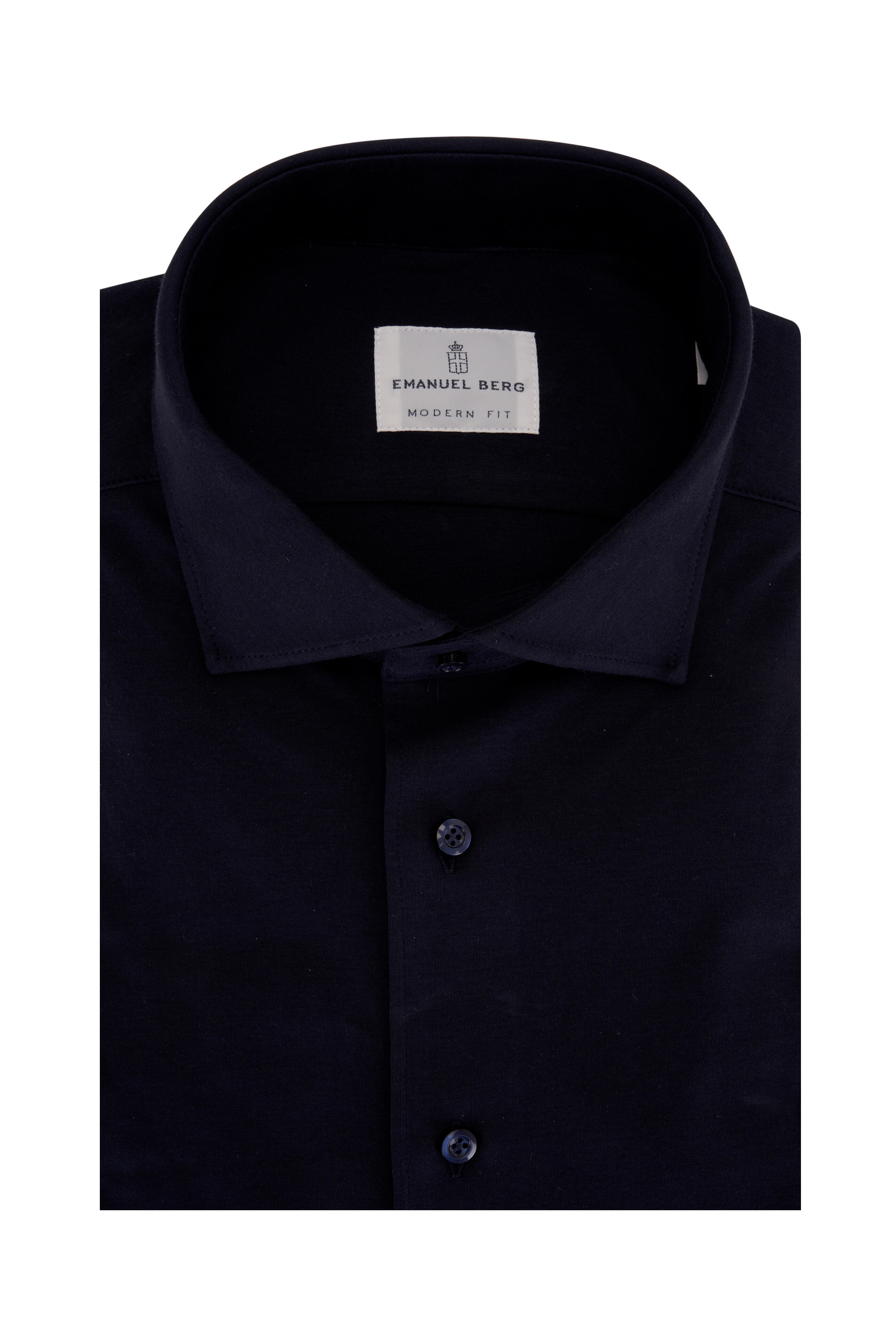 Emanuel Berg - Byron Navy Stretch Jersey Button Down