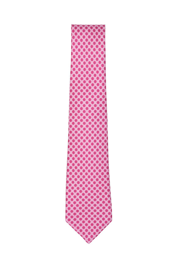 Kiton - Fuscia Dot Silk Necktie 