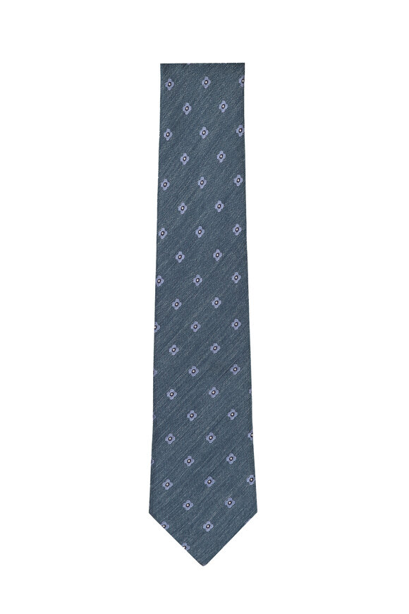 Geoff Nicholson Dark Teal Floral Silk Necktie