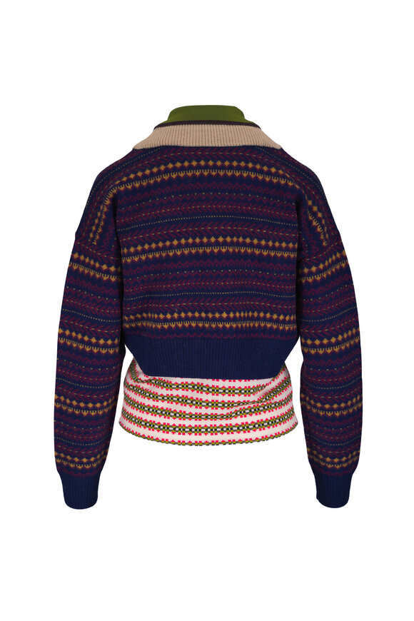 Dries Van Noten Navy Multicolor Polo Sweater - view 3