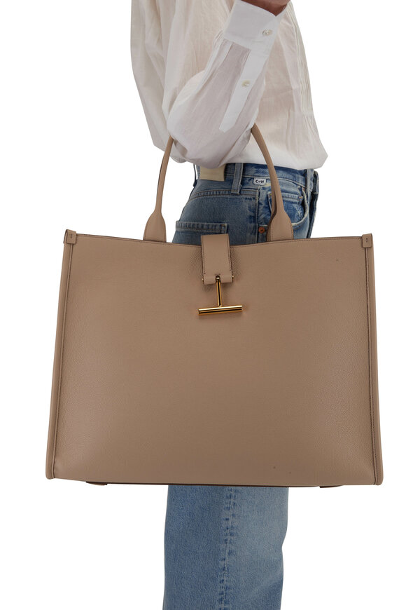 Tom Ford - Tara Taupe Grain Leather Large Tote