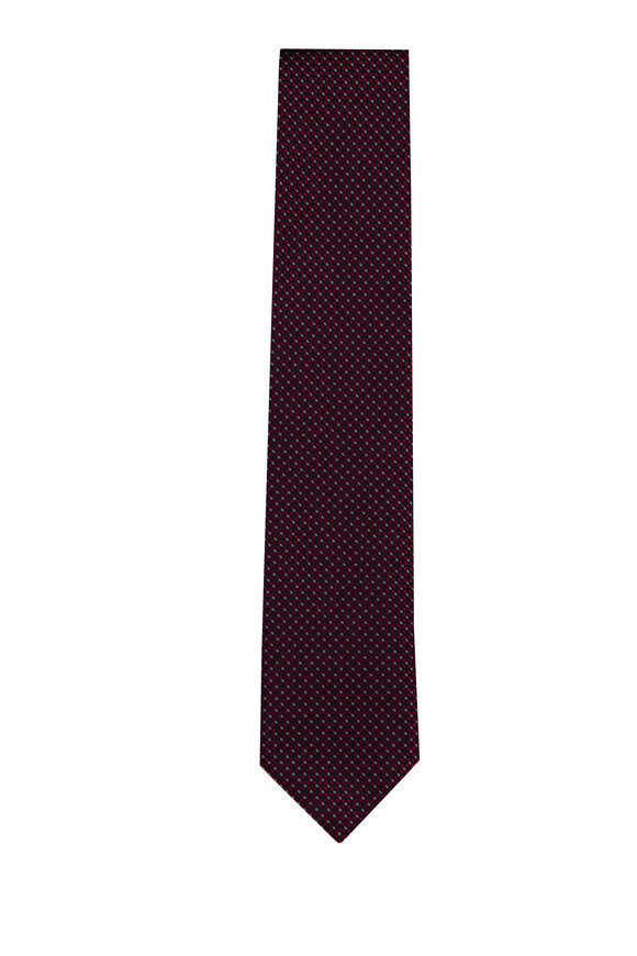 Geoff Nicholson Dark Burgundy Mini Medallion Silk Necktie - view 1