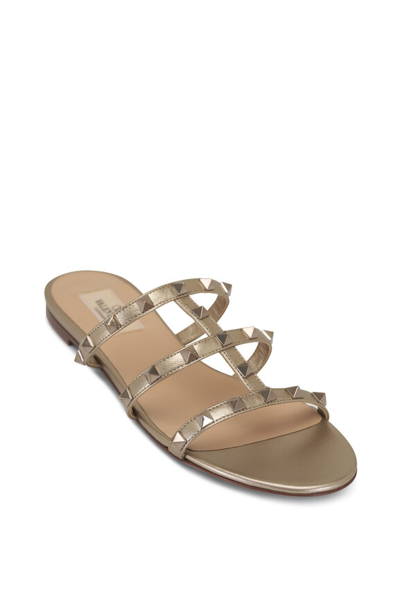 Valentino Garavani Skin Metallic Leather Rockstud Sandal