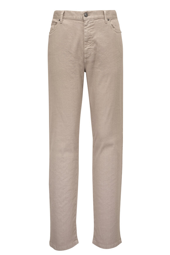 Zegna Light Taupe Linen & Cotton Five Pocket Pant
