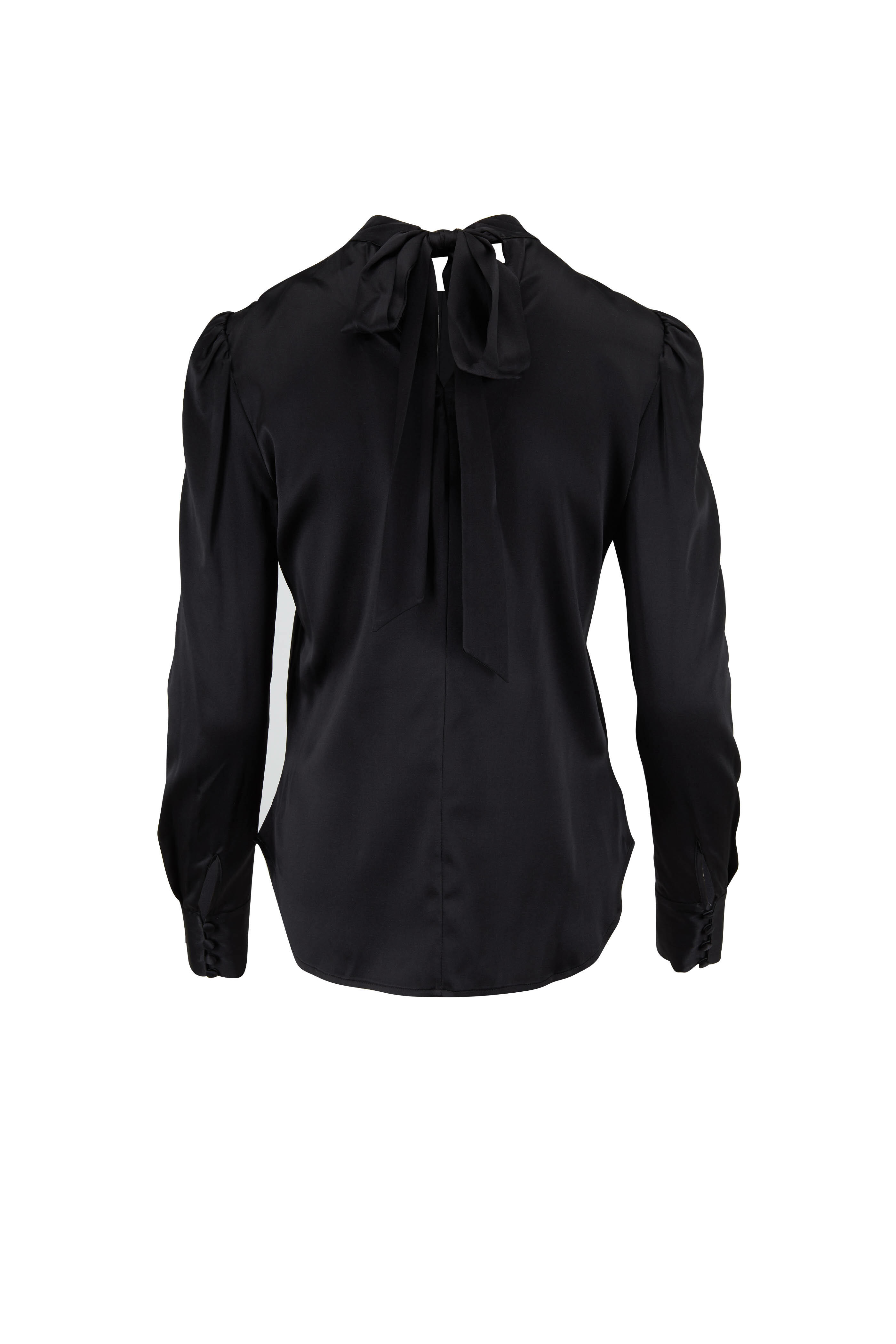 Veronica Beard - Wade Black Stretch Silk V-Neck Top