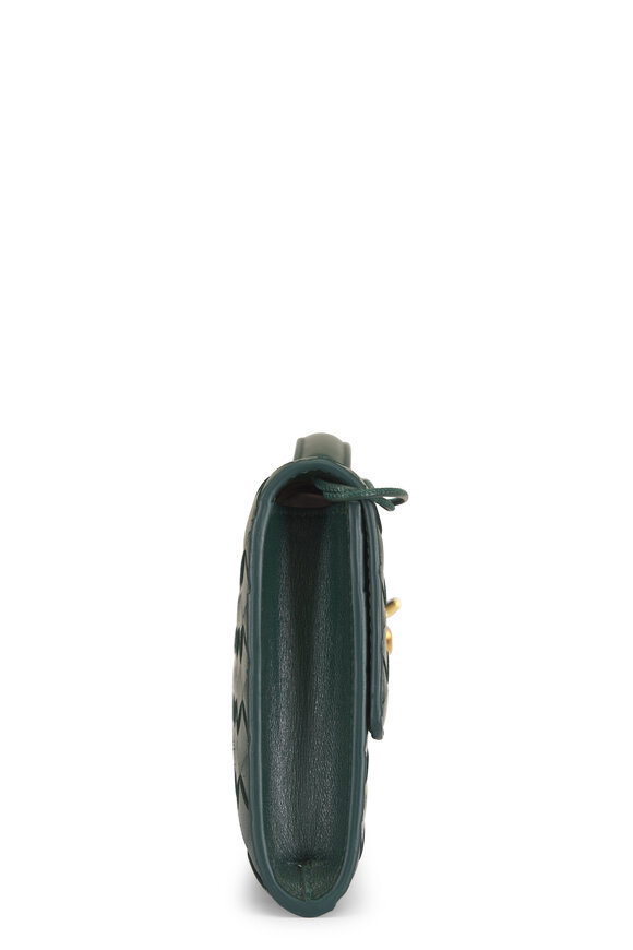 Bottega Veneta Andiamo Emerald Green Intrecciato Leather Clutch - view 5