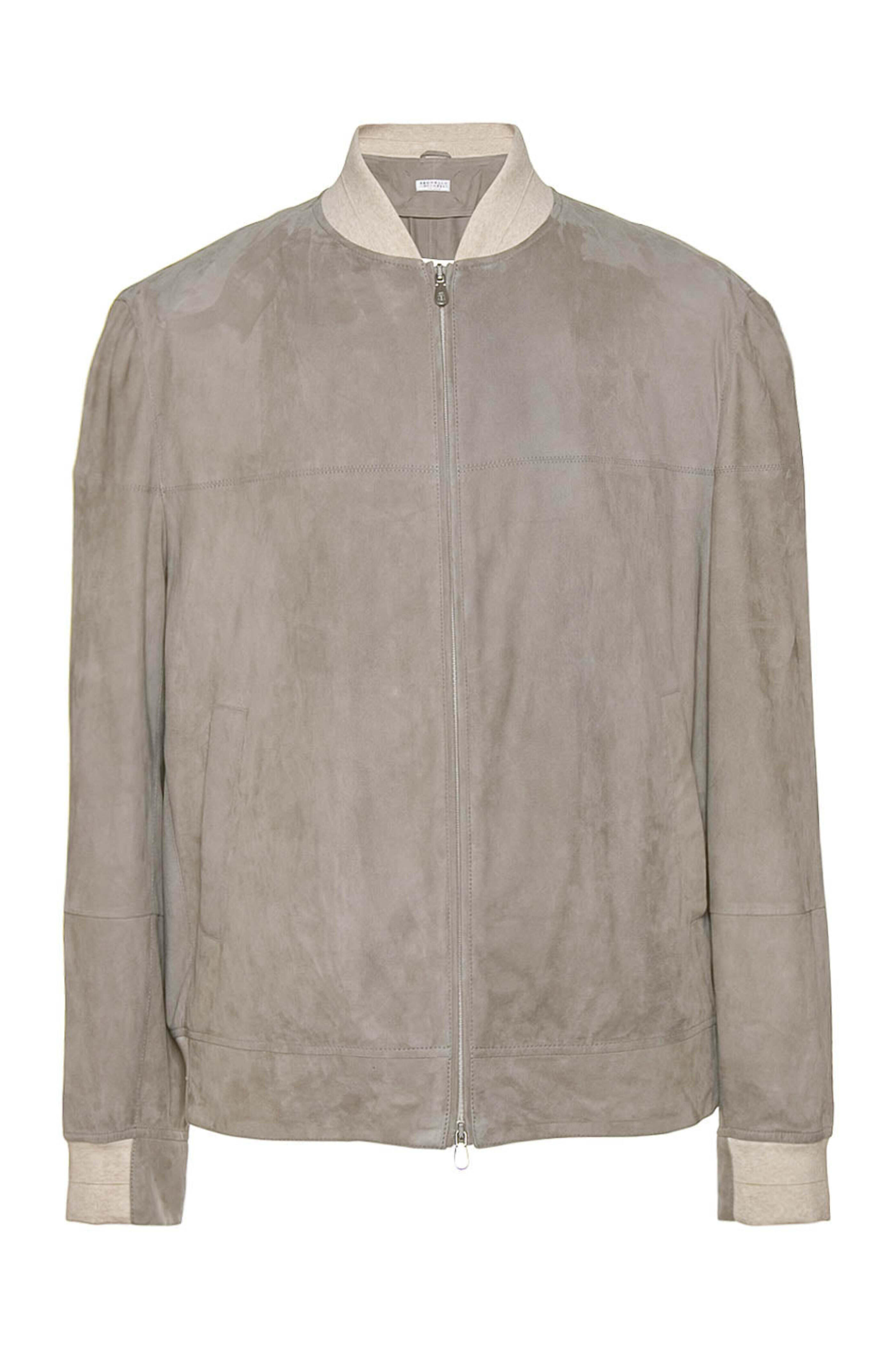 Brunello Cucinelli - Taupe Suede Bomber Jacket