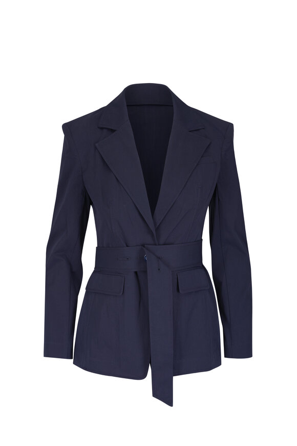 Veronica Beard Howard Navy Belted Jacket - view 1