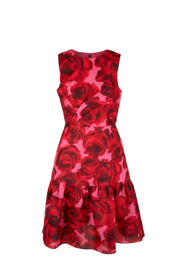 Carolina Herrera - Icon Red Multi Silk Sleeveless Dress