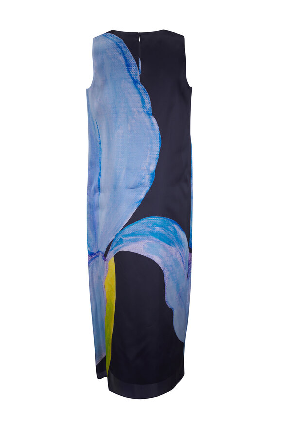 Lafayette 148 New York Ink Multi Iris Print Silk Organza Maxi Dess - view 3