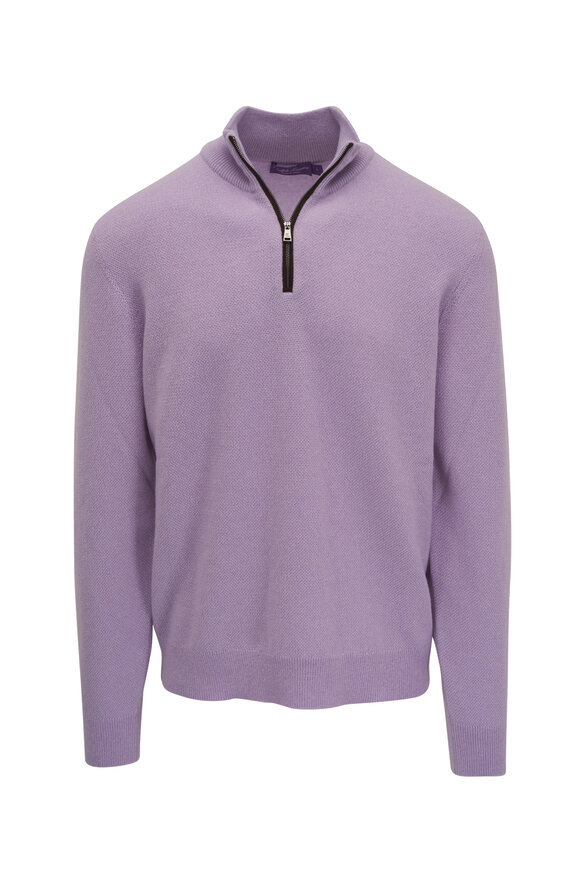 Ralph Lauren Purple Label Lavender Mélange Quarter Zip Pullover 