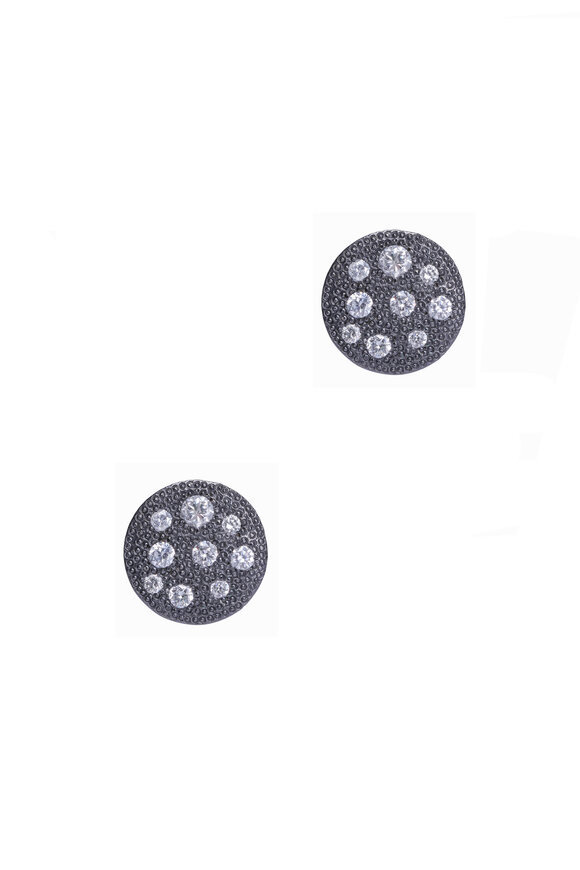 .925Suneera Rhodium Scattered Diamond Stud Earrings