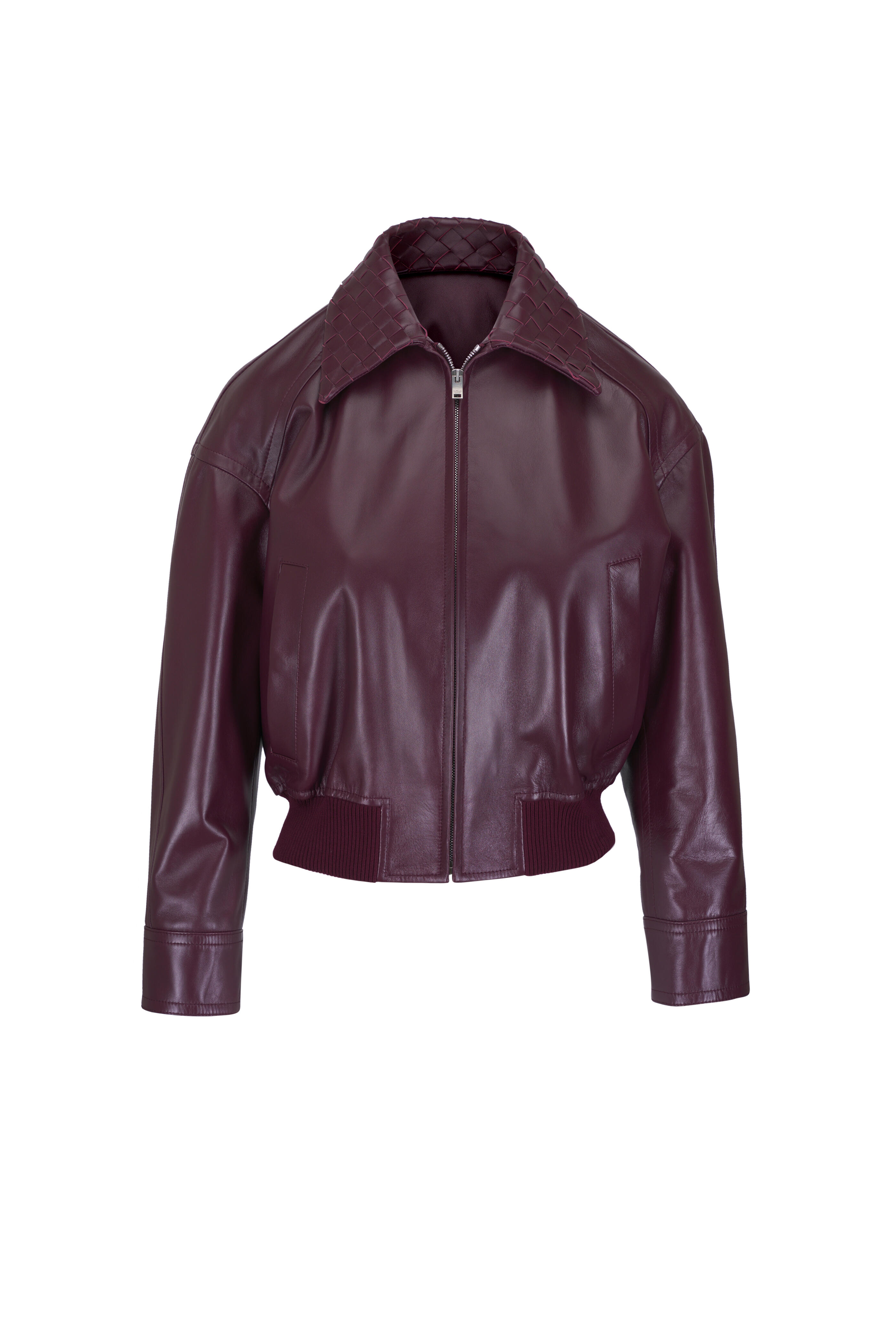 Bottega Veneta - Jam Leather Intrecciato Collar Blouson Jacket