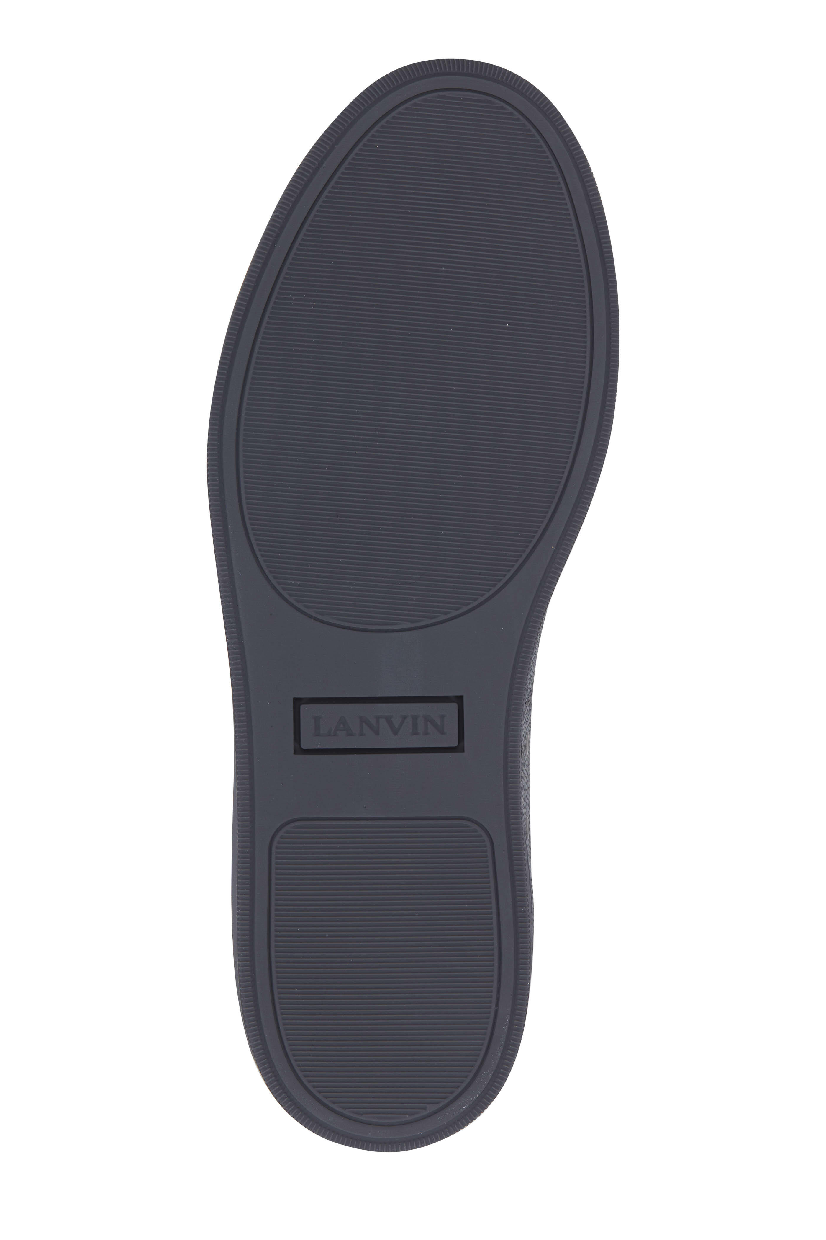 Lanvin - Dark Gray Grained Leather Cap-Toe Sneaker