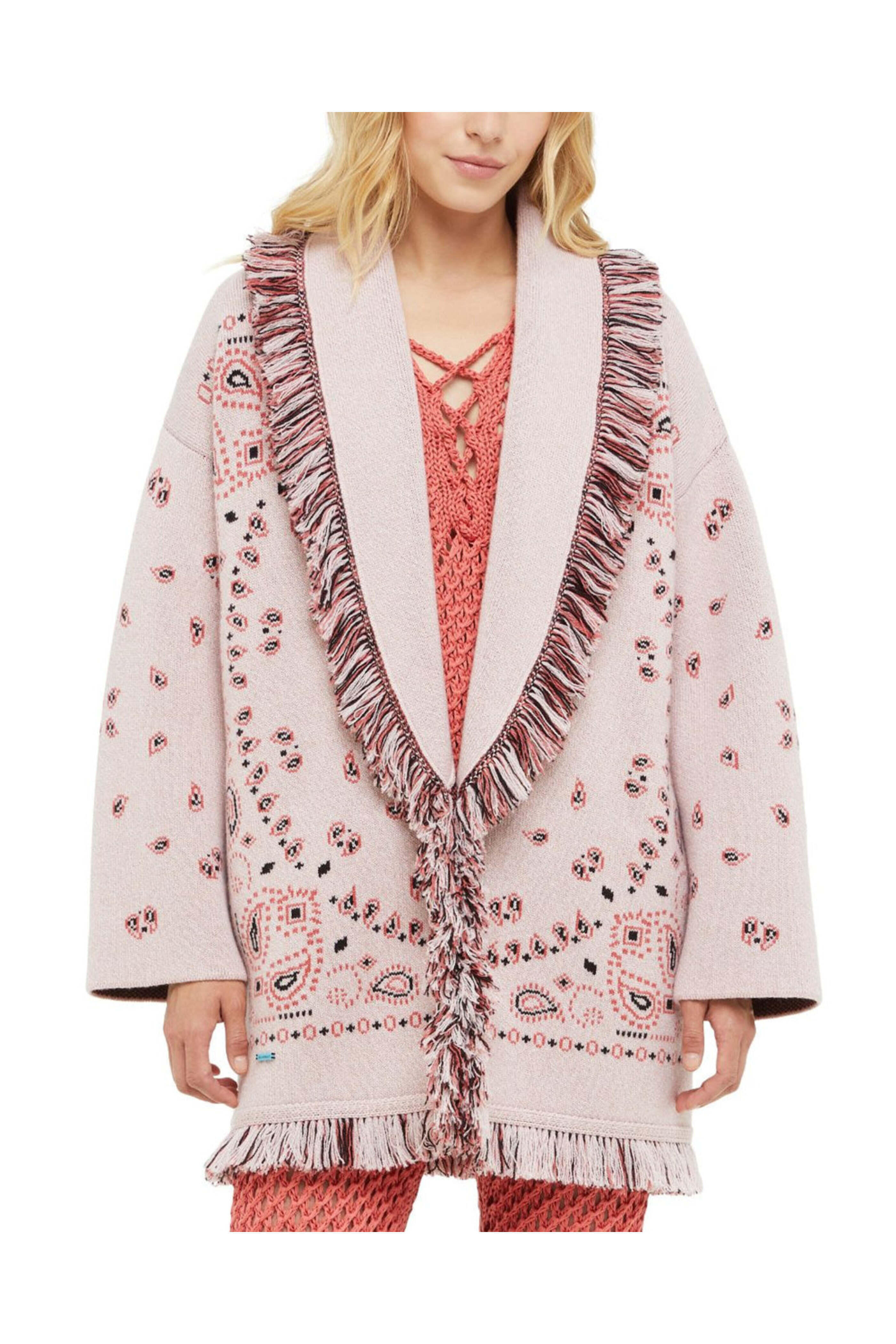 Alanui - Lotus Pink Bandana Jacquard Cardigan