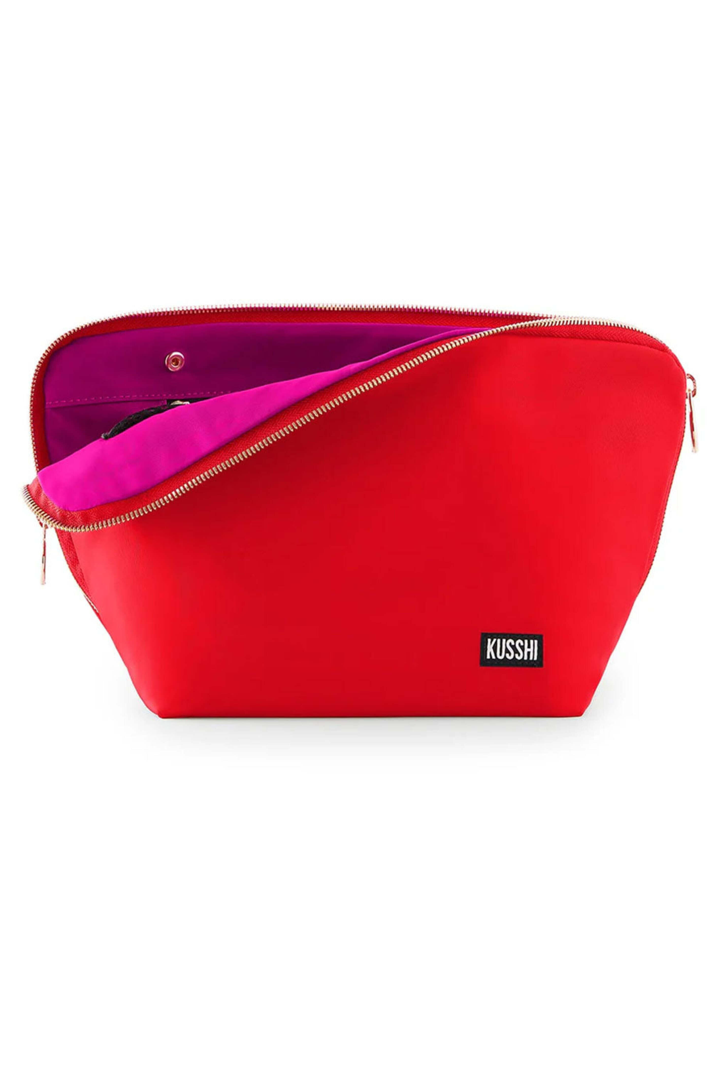 Kusshi - Large Vacationer Makeup Bag in Red and Pink