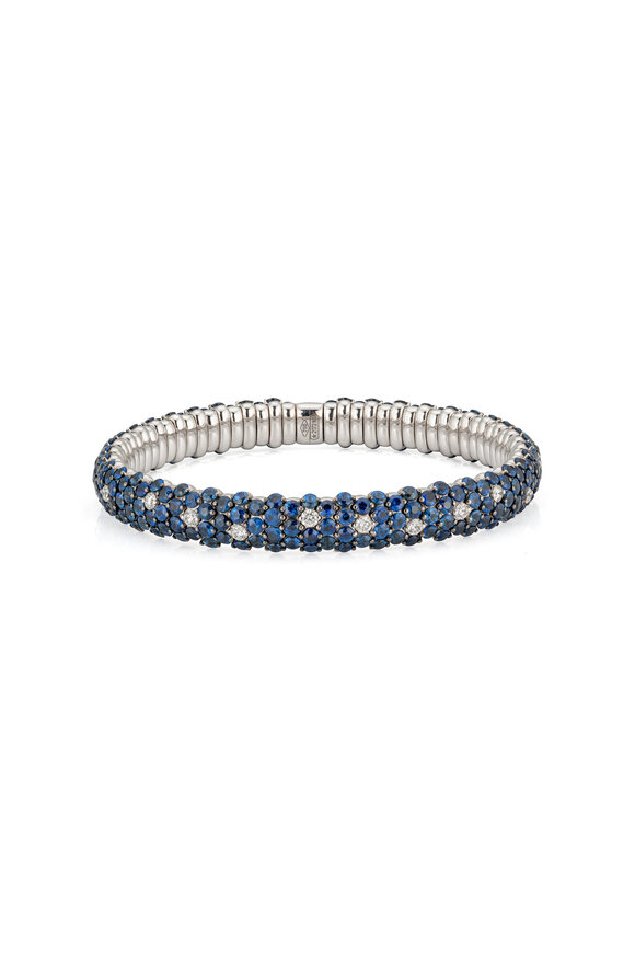 ZYDO 18k Gold Blue Sapphire Domed Stretch Bracelet - view 2