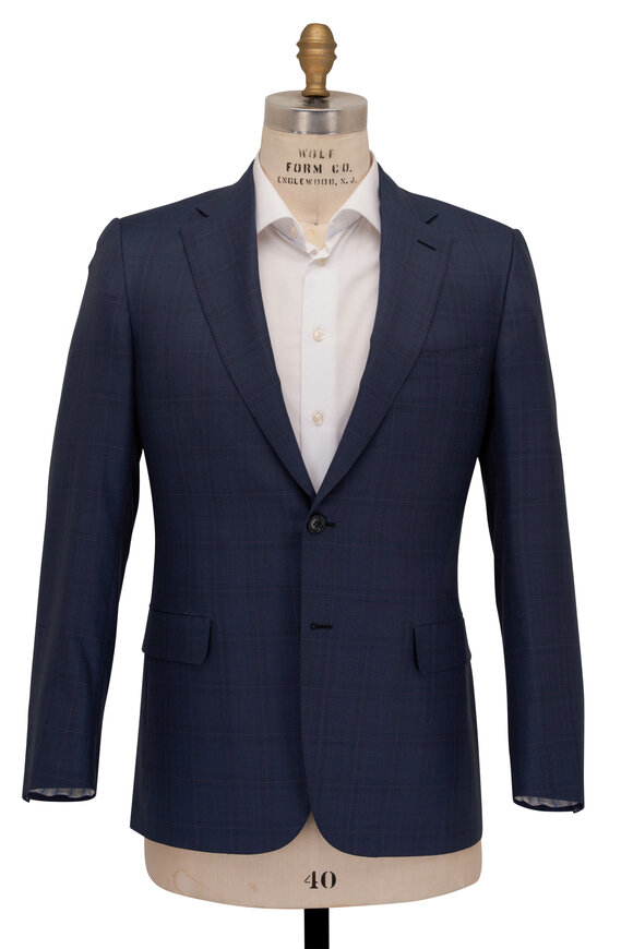 Brioni - Slate Blue Plaid 150s Wool Suit 