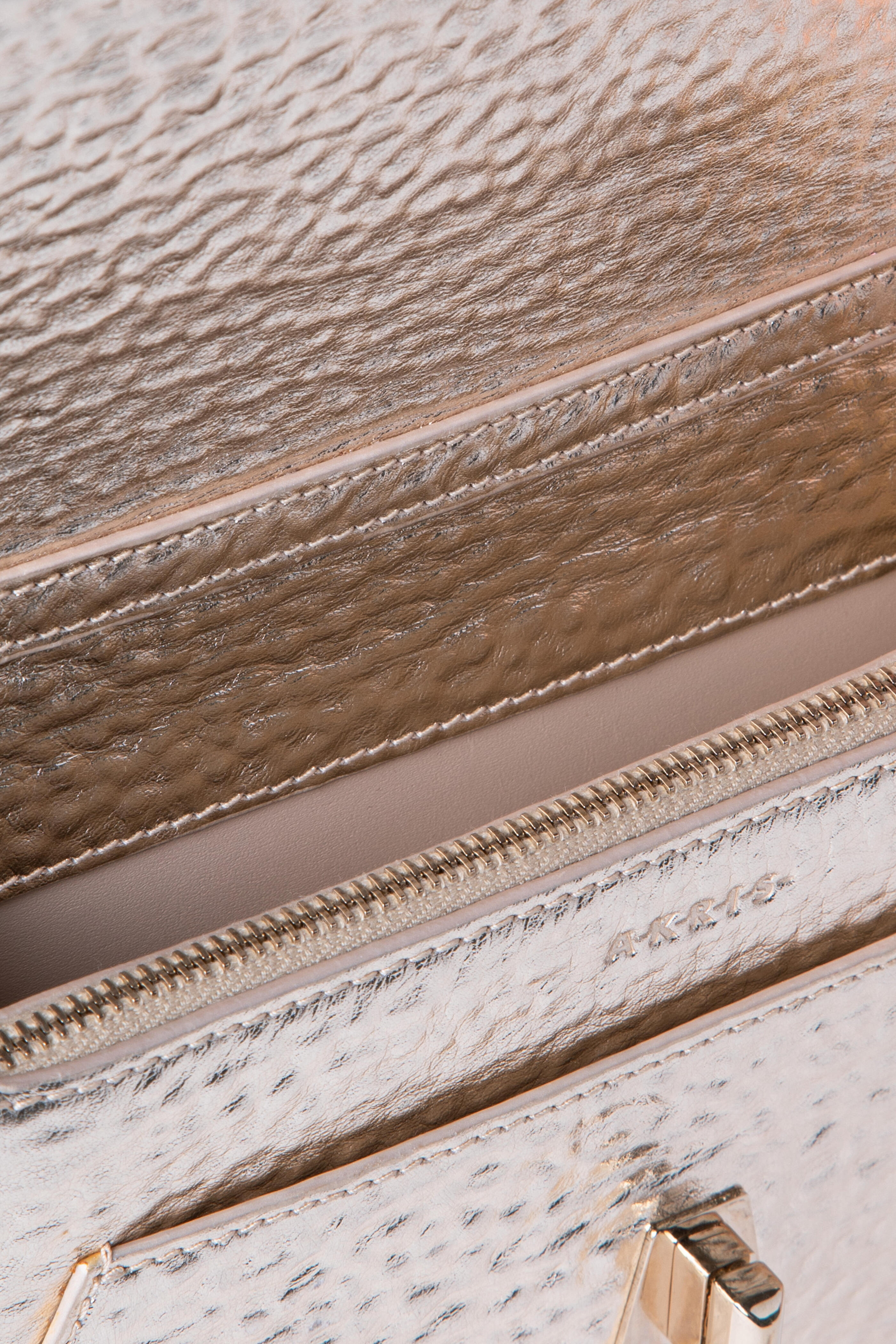 Akris - Anouk Stucco Metallic Leather Crossbody Clutch