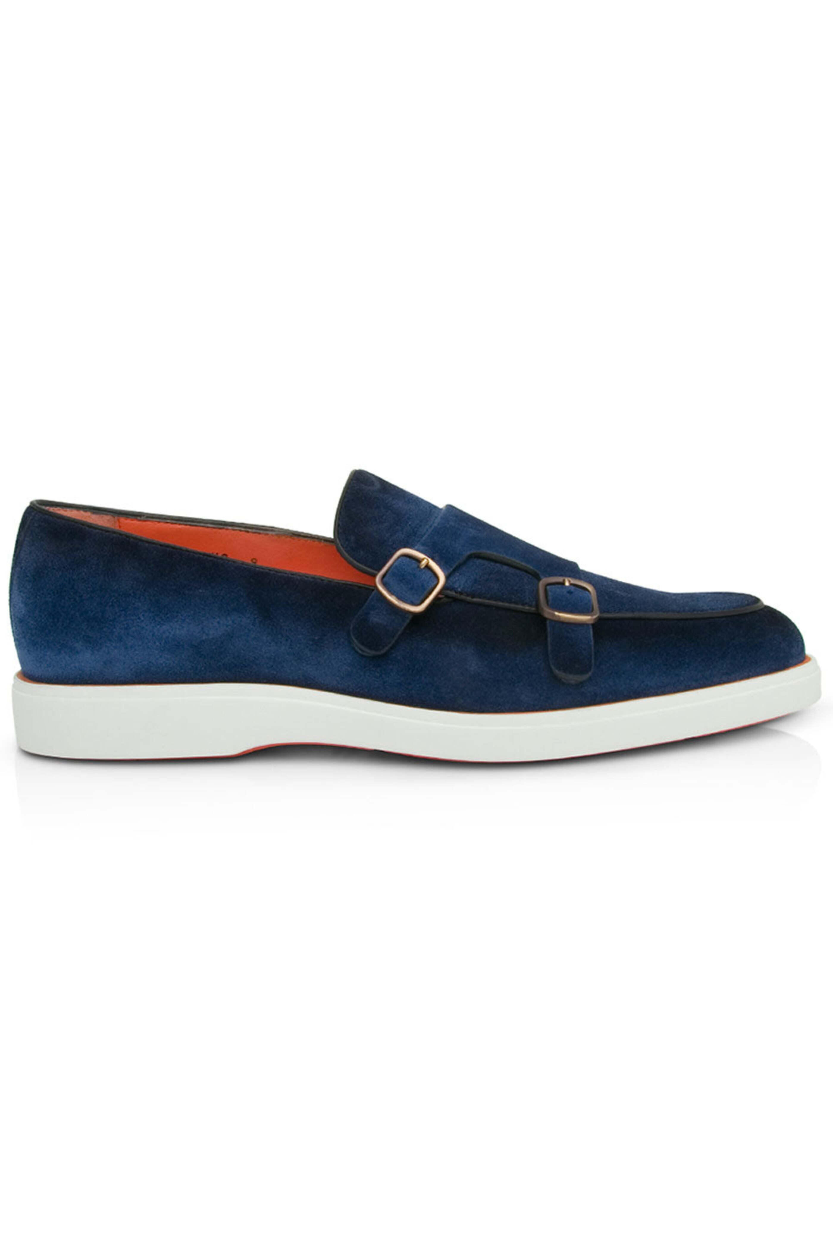 Santoni - Drafts Double Monk Strap Loafer in Blue