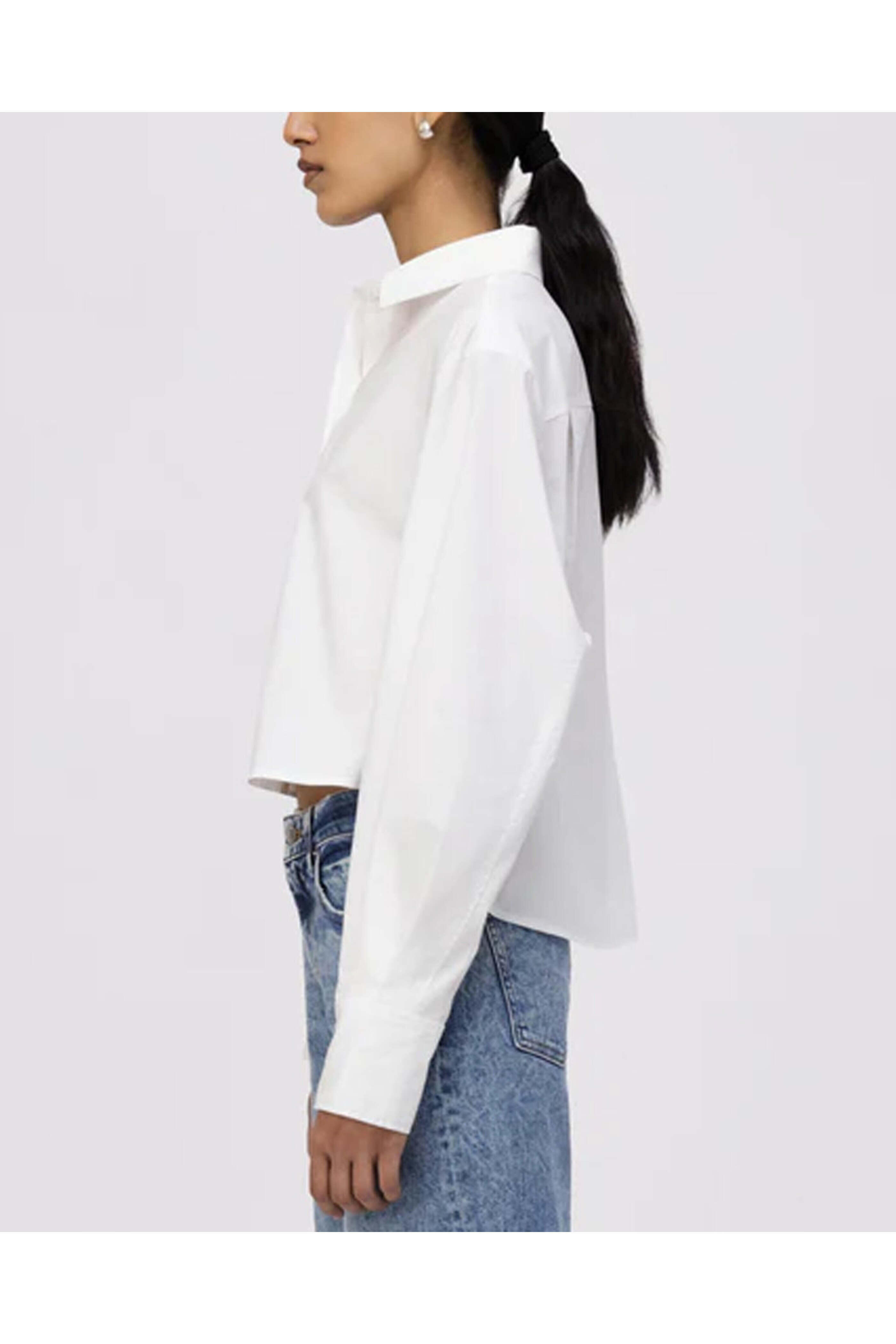 Simkhai - White Crop Renata Button Down Shirt