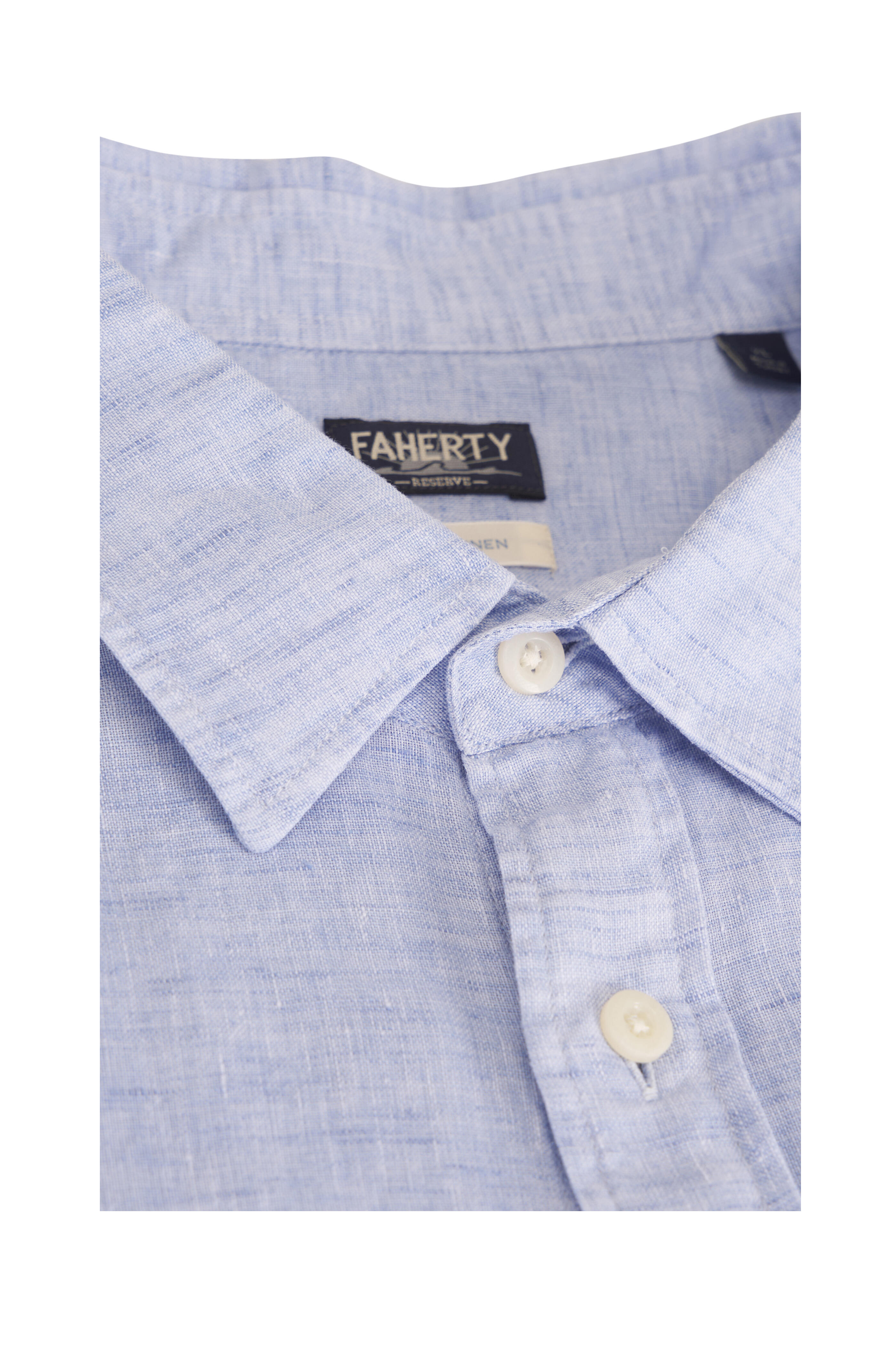 Faherty Brand - Laguna Light Blue Mélange Linen Sport Shirt - view 5