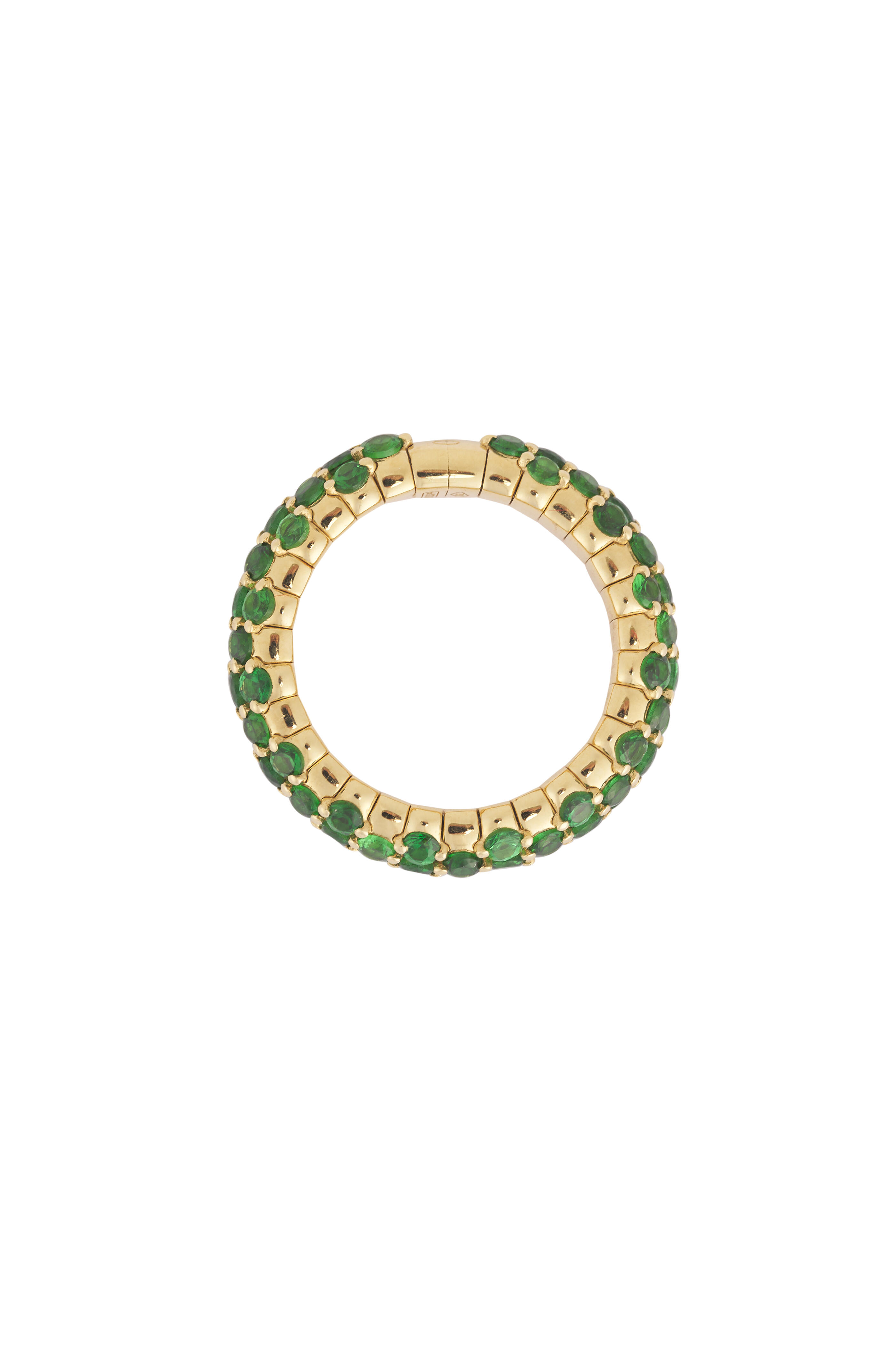 ZYDO - 18k Yellow Gold Tsavorite Slim Domed Stretch Ring
