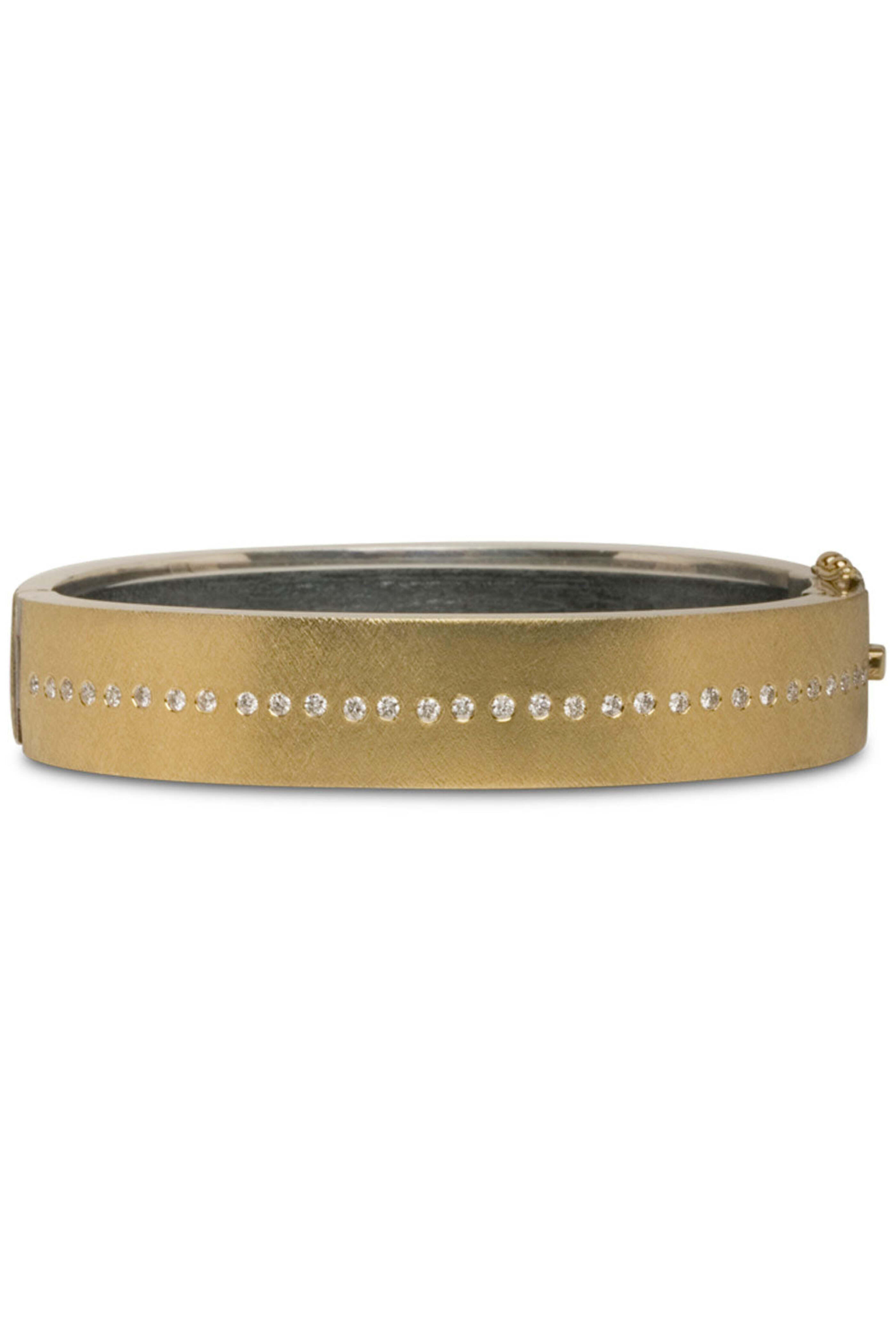Rene Escobar - Yellow Gold and Diamond Wide Bangle Bracelet
