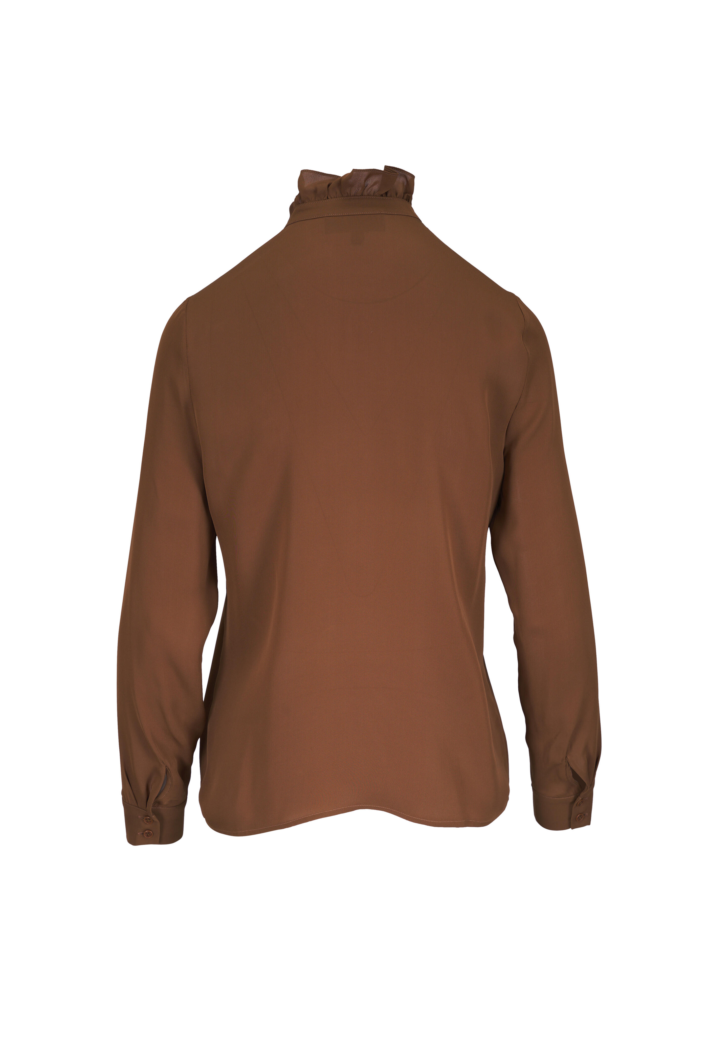 Nili Lotan - Lily Brown Silk Blouse