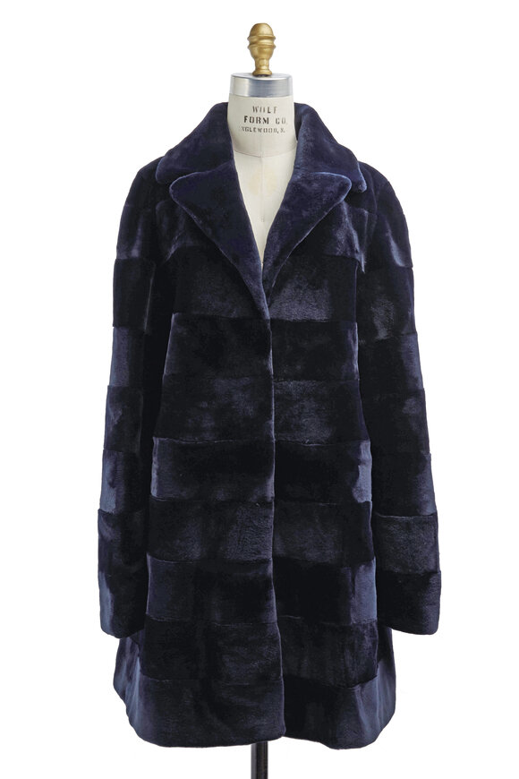 Oscar de la Renta Furs - Midnight Navy Sheared Mink Fur Coat