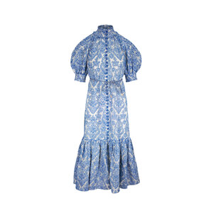 Zimmermann - Wylie Lantern Blue Medallion Print Midi Dress